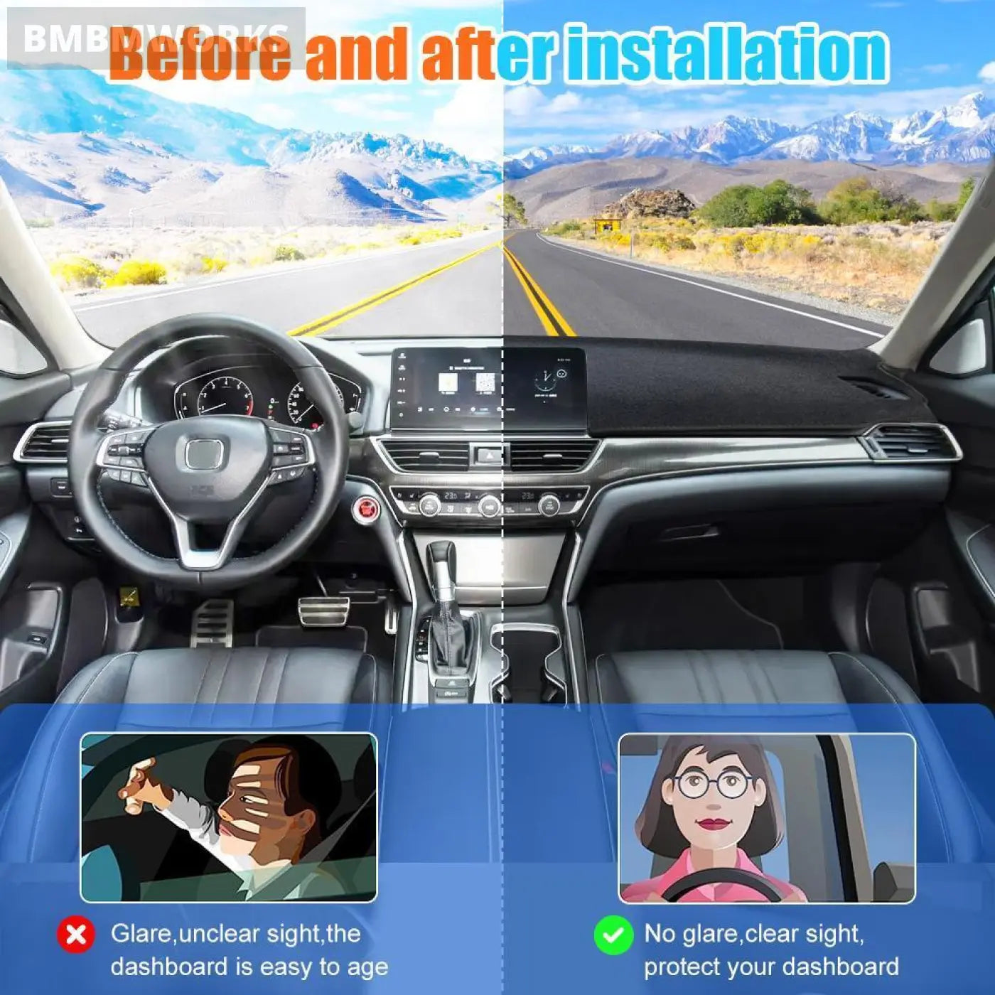 Dashboard Sun Shade Cover Honda Accord 2018-2010 10Th Lhd