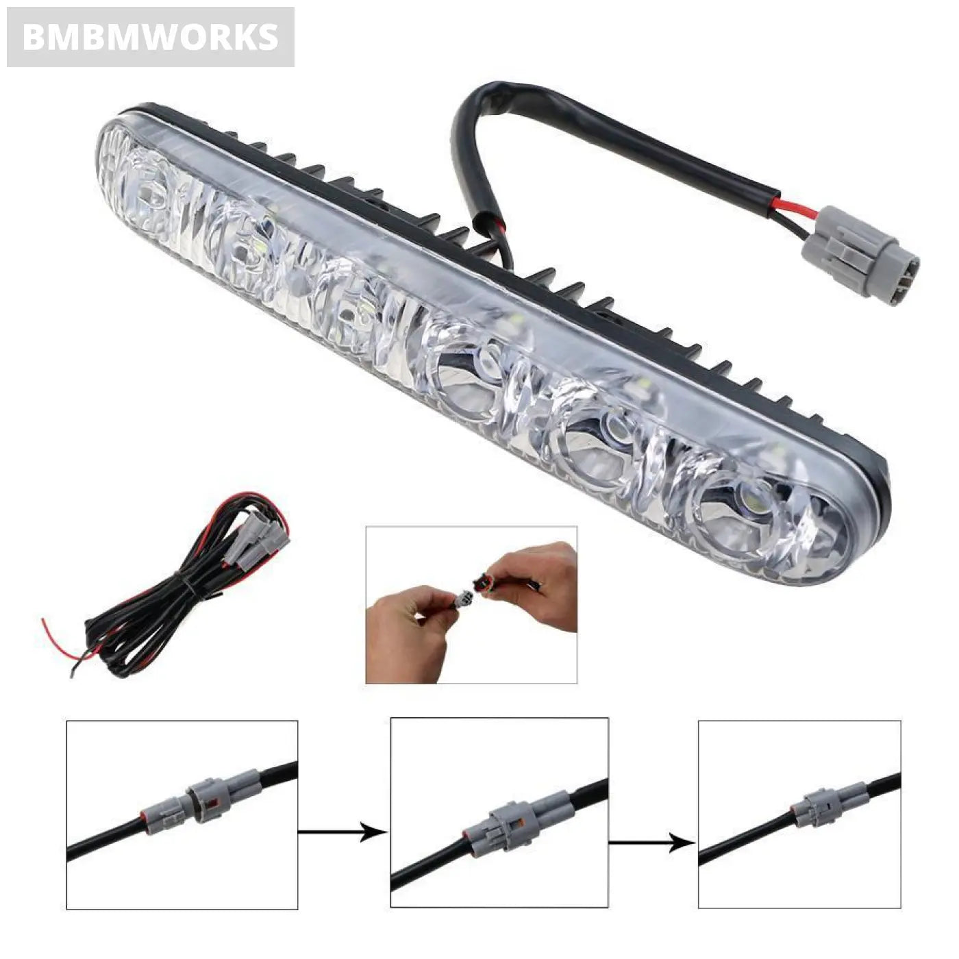 Daytime Running Light For 6 Led Warning Driving Fog Lamp Auto Head Dc 12V 6000K