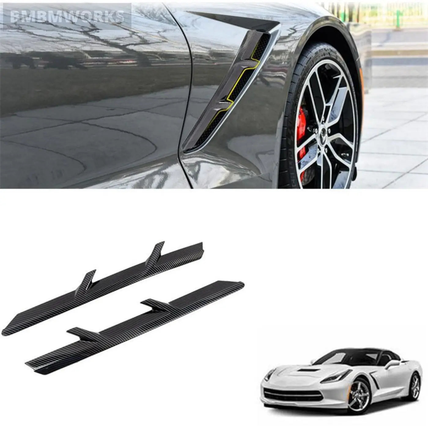 Door Side Vent Air Flow Fender Outlet Cover Trim Wing Chevrolet Corvette C7 2014