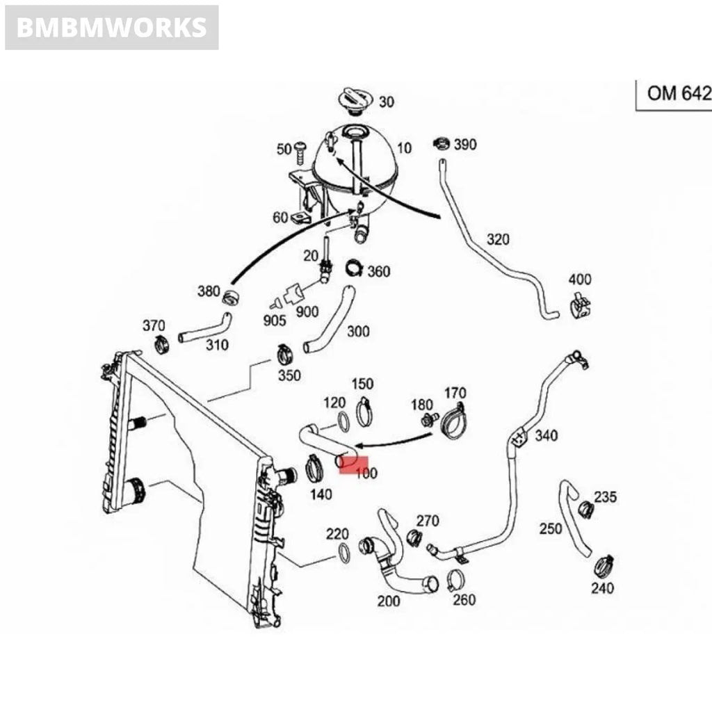 Engine Upper Radiator Pipe Coolant Hose Mercedes Benz Sprinter W639 A9065012982
