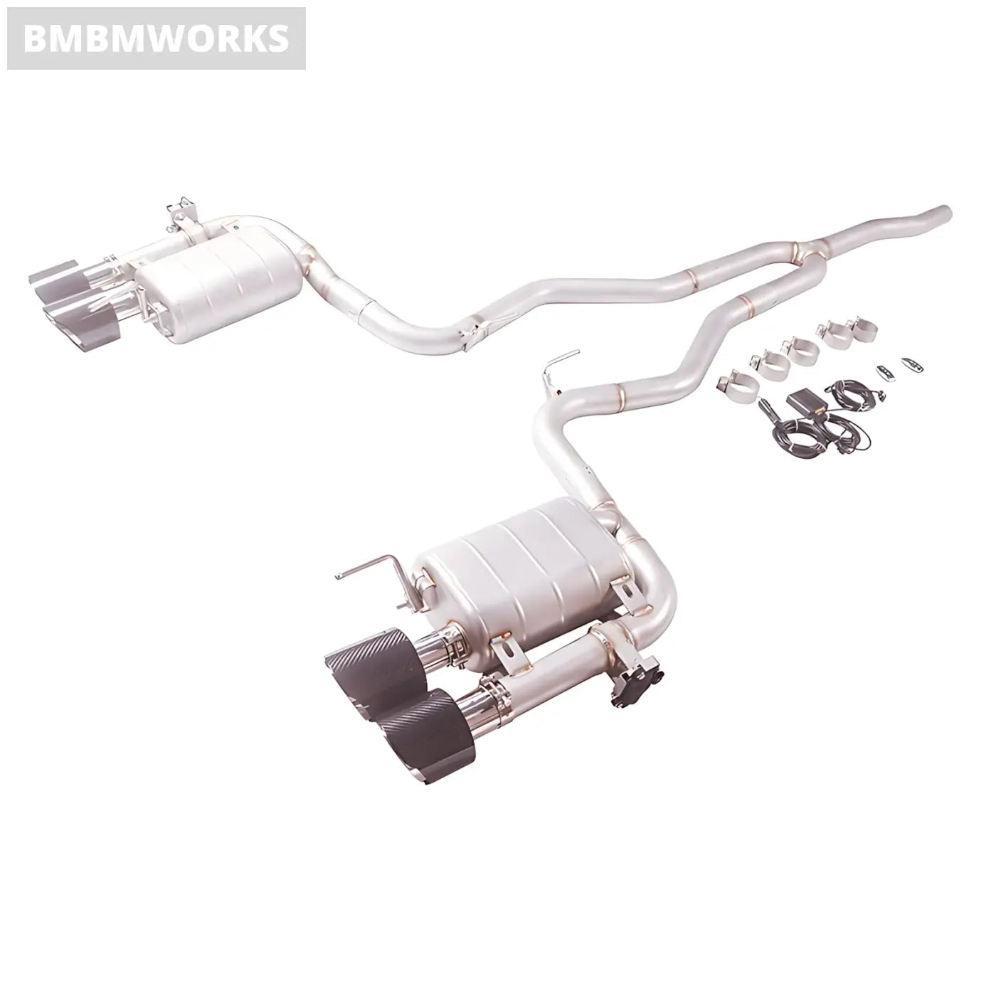 Ford Mustang 2.3L EcoBoost GT500-Style Quad-Tip Exhaust 2015-2021 (Remote Valve) Body Kits & Performance 4