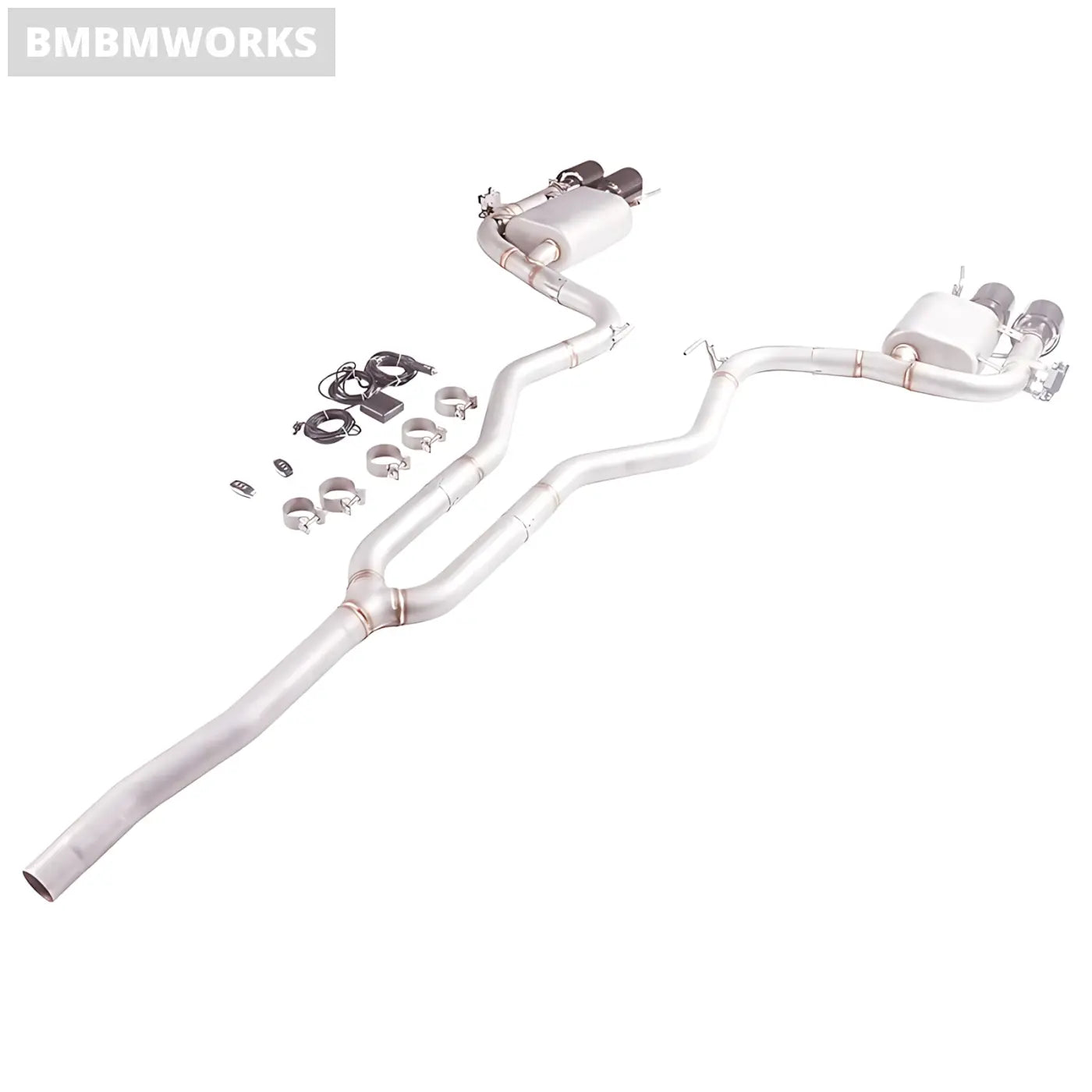 Ford Mustang 2.3L EcoBoost GT500-Style Quad-Tip Exhaust 2015-2021 (Remote Valve) Body Kits & Performance 4