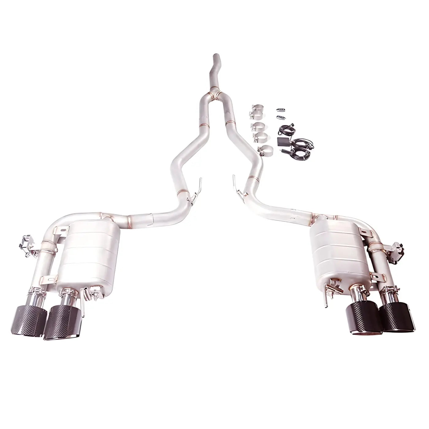 Ford Mustang 2.3L EcoBoost GT500-Style Quad-Tip Exhaust 2015-2021 (Remote Valve) Body Kits & Performance 4