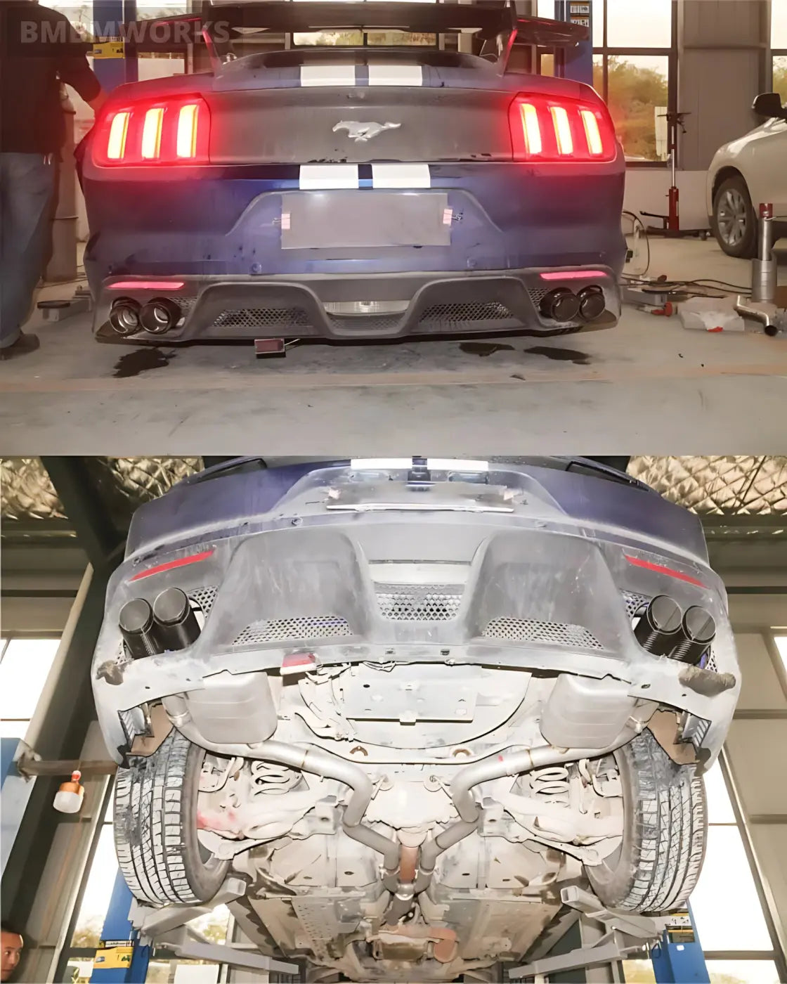 Ford Mustang 2.3L EcoBoost GT500-Style Quad-Tip Exhaust 2015-2021 (Remote Valve) Body Kits & Performance 4