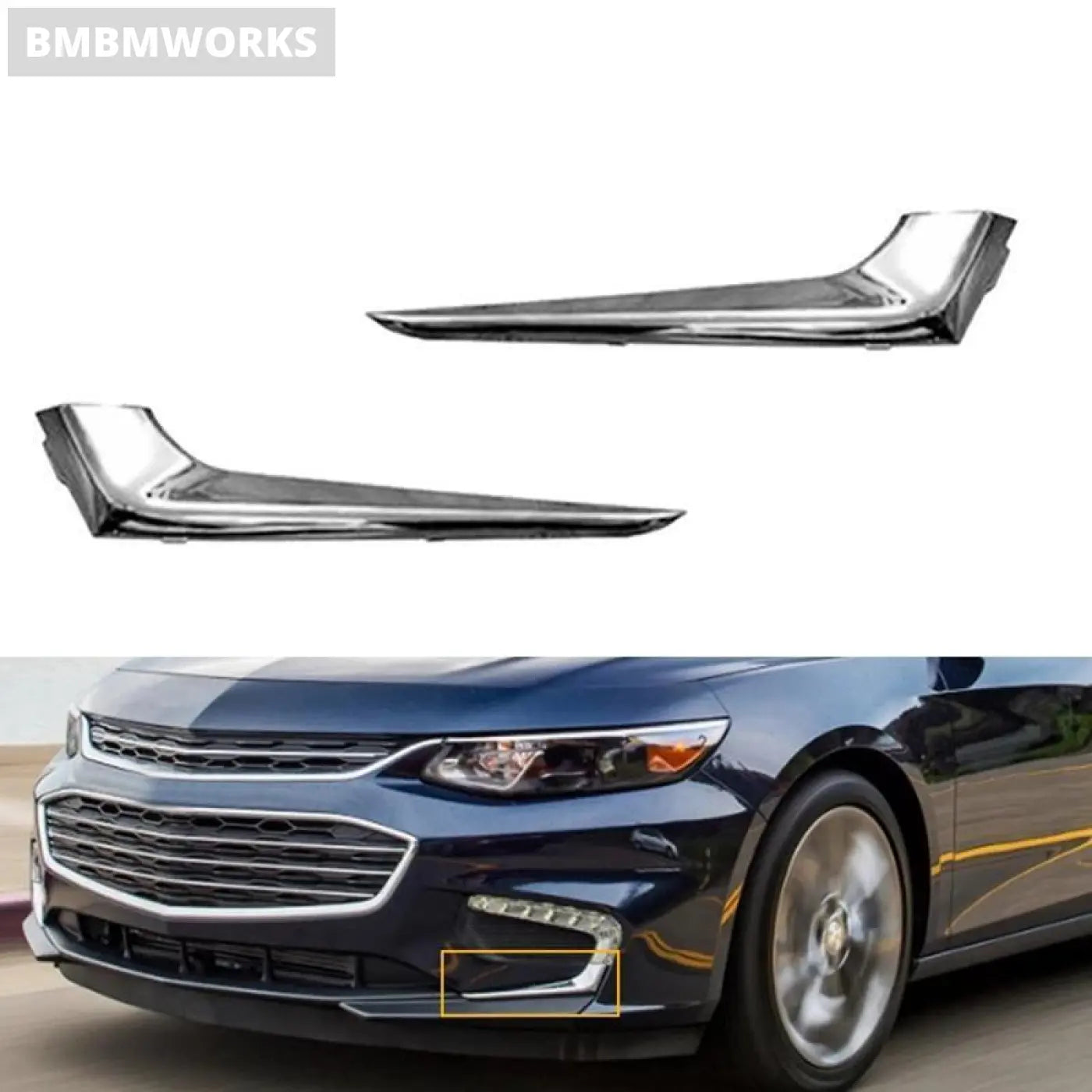 Front Bumper Fog Light Chrome Trim Stripe Grille Cover Chevrolet Malibu 2016-18