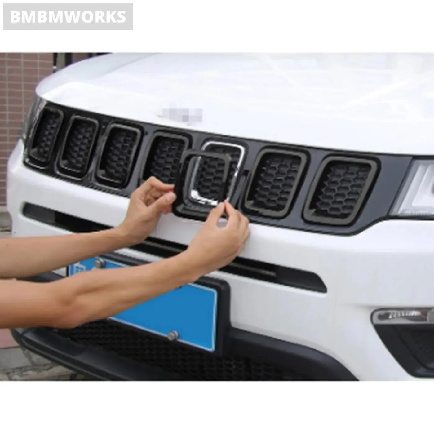 Front Grill Cover Trim Stickers Jeep Compass 2017 2018 2019 2020