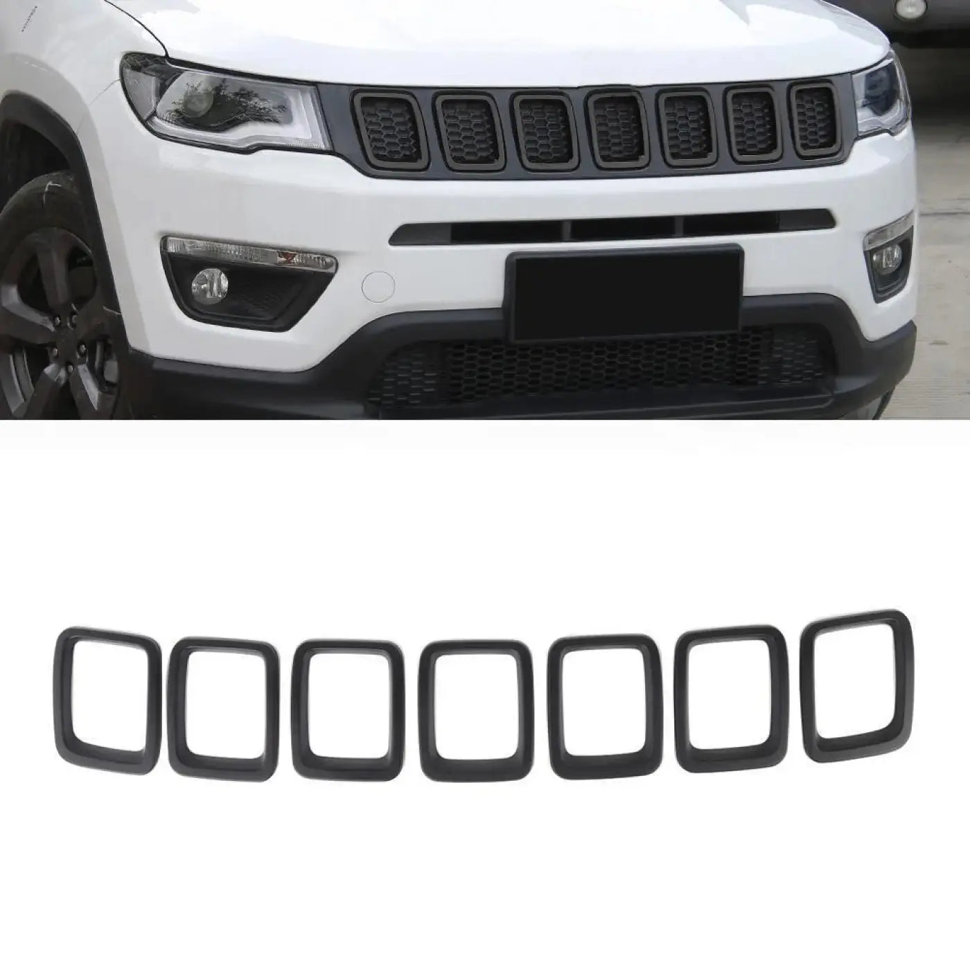 Front Grill Cover Trim Stickers Jeep Compass 2017 2018 2019 2020