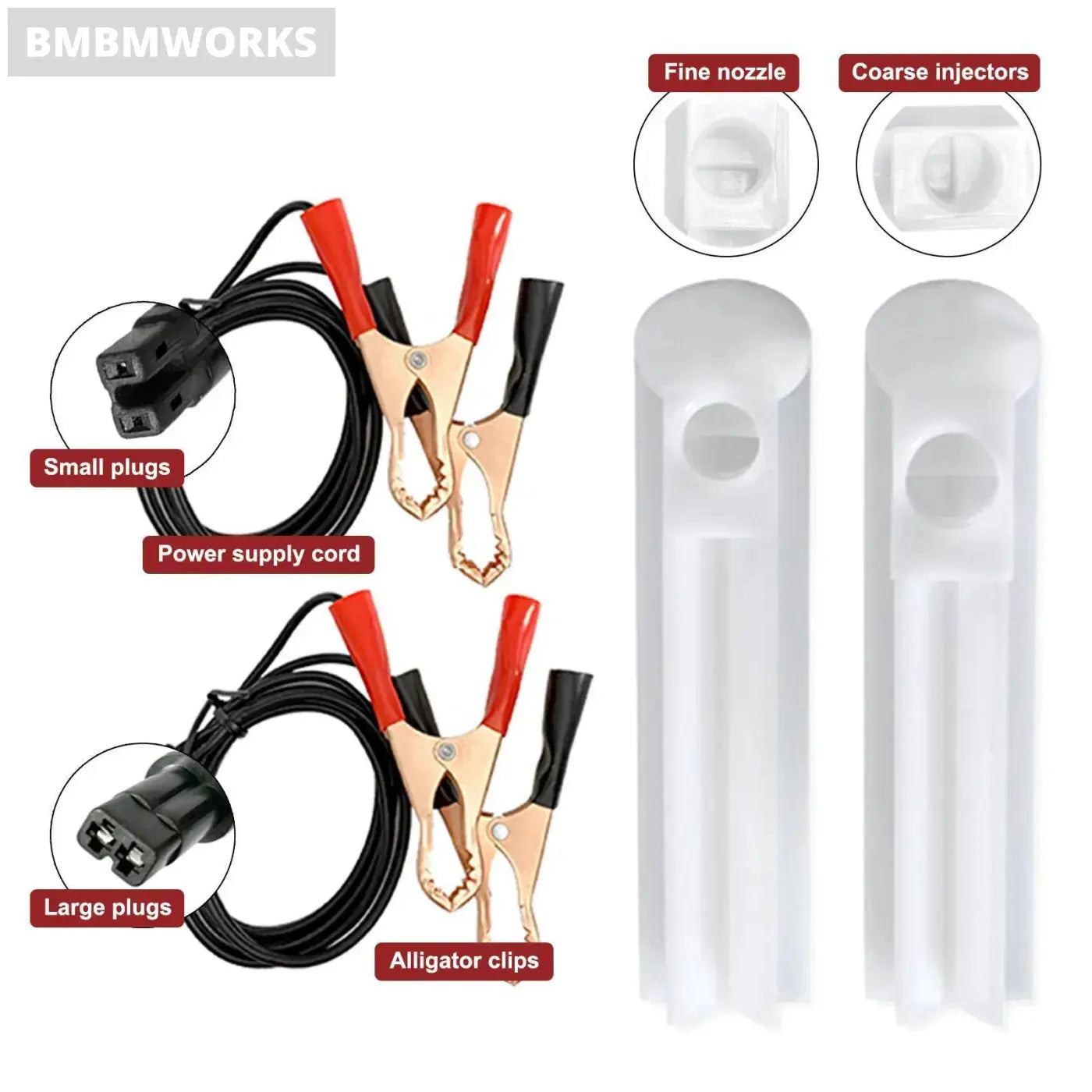 Fuel Injector Flush Cleaner Wash Adapter W/ 2 Power Cable Nozzle Diy Kit