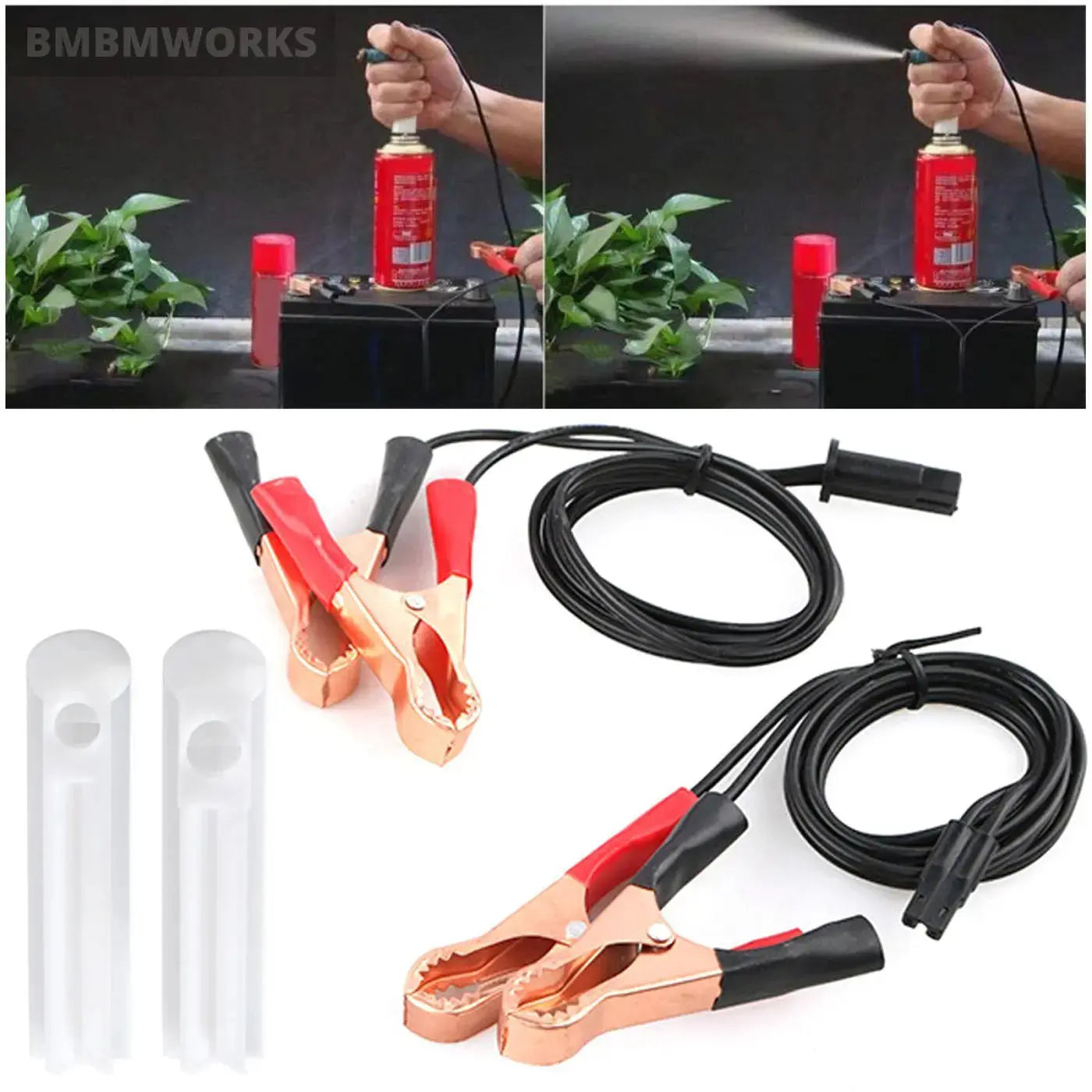 Fuel Injector Flush Cleaner Wash Adapter W/ 2 Power Cable Nozzle Diy Kit