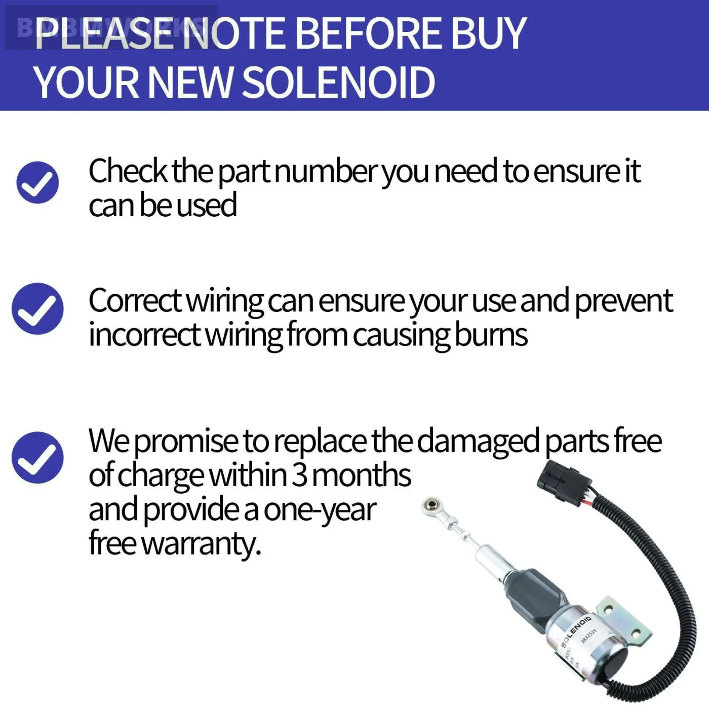 Fuel Shut Off Solenoid Case Ih 12Vdc Cummins Engine 4Bt 5.9L 6Bt Hyundai