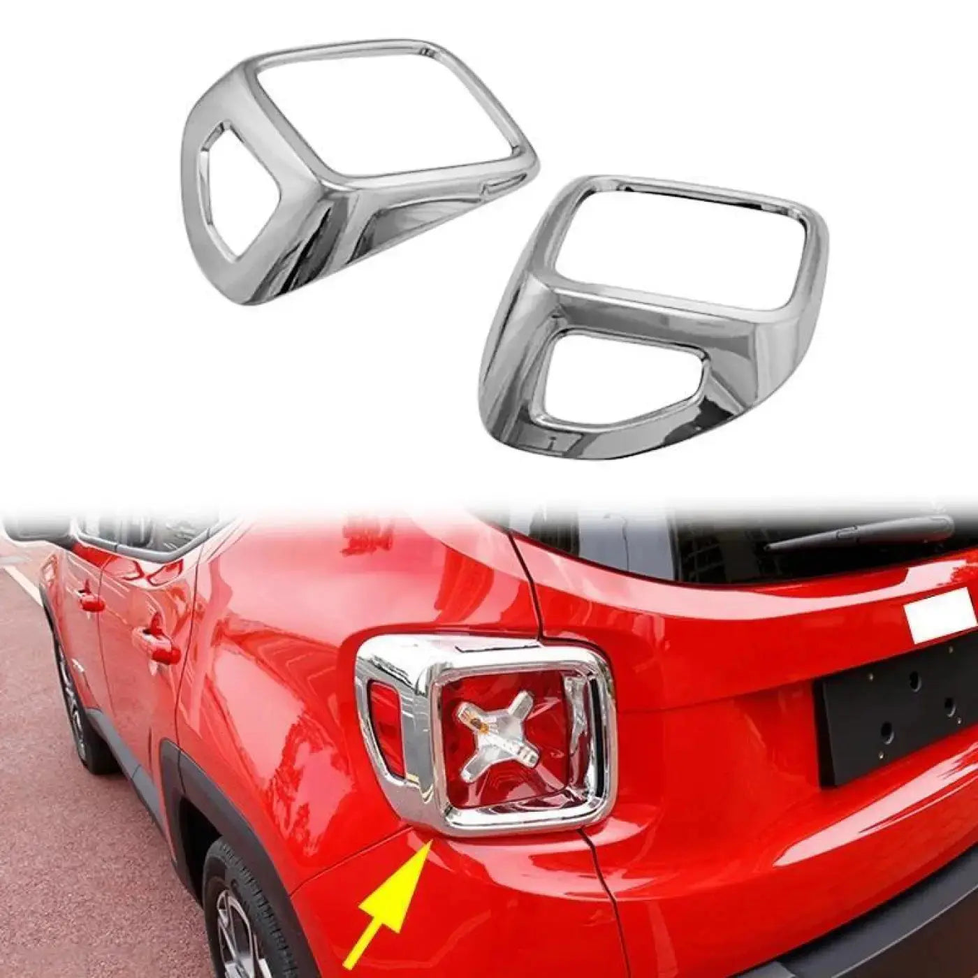 Glossy Chrome Tail Light Cover Guard Rear Lamp Jeep Renegade 2015 2016 2017 2018