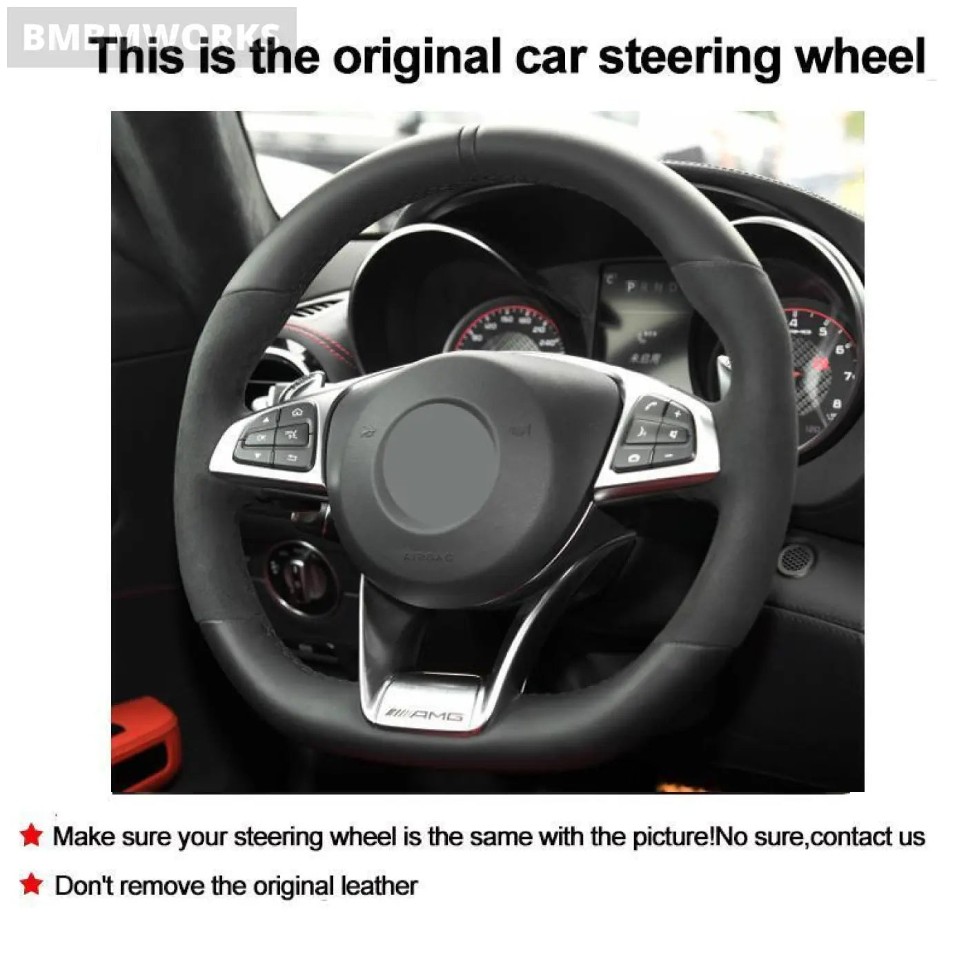 Hand Sewing Car Steering Wheel Cover Wrap For Mercedes Benz Amg Gt C190 R190 A45