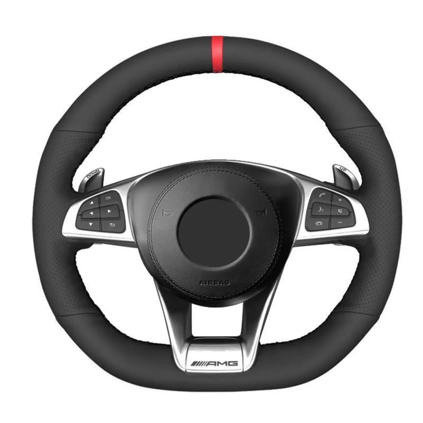 Hand Sewing Car Steering Wheel Cover Wrap For Mercedes Benz Amg Gt C190 R190 A45