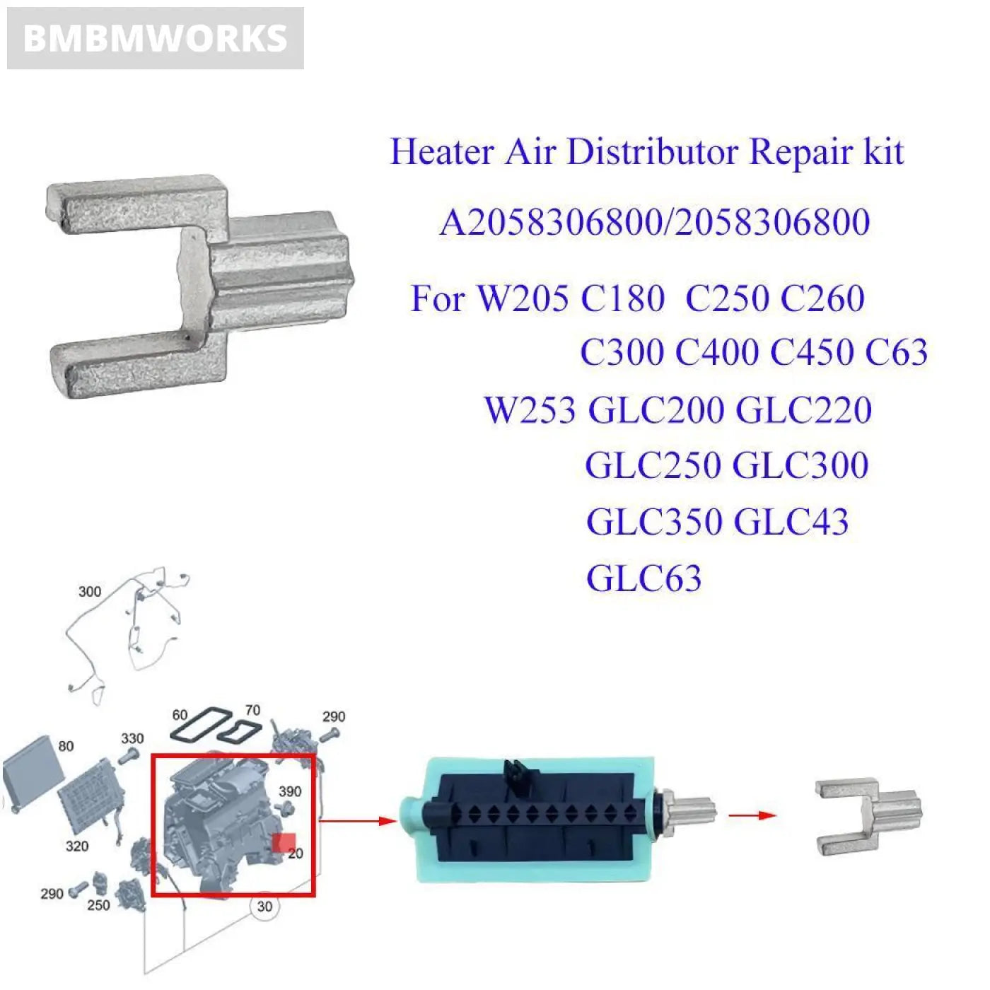 Heater Air Distributor Repair Kit Fit For Mercedes Benz W205 W213 W253 C Class