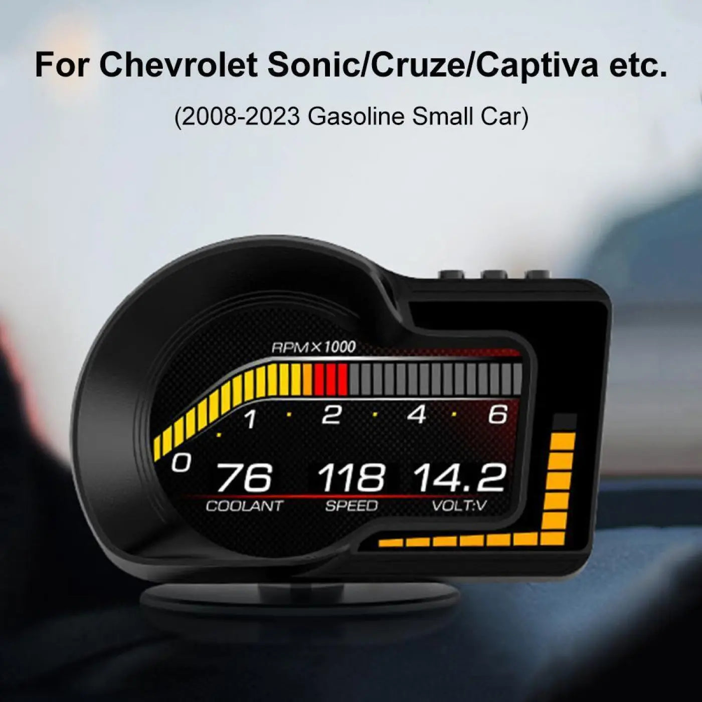 Hud Display Obd2 Gauge Speedometer Rpm Chevrolet Sonic/Cruze/Captiva 2008-2023
