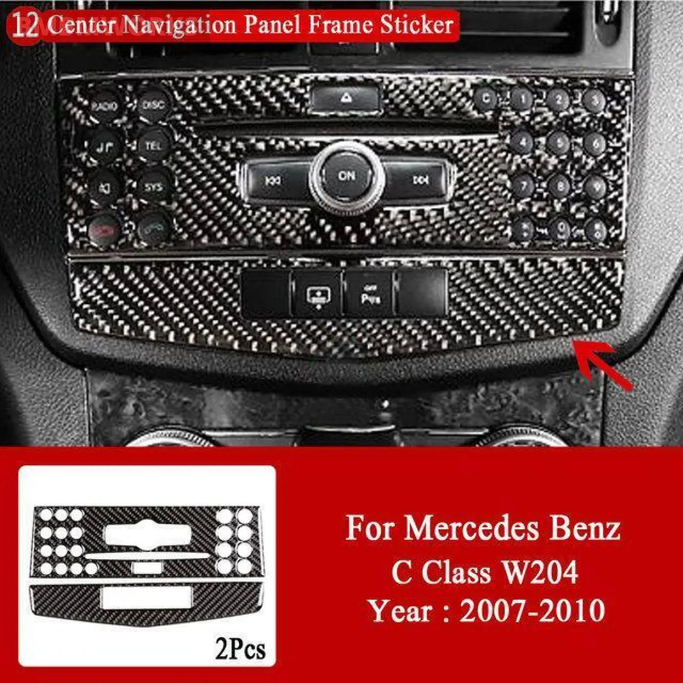 Interior Carbon Fiber Central Control Panel Trim Stickers Mb Mercedes C W204