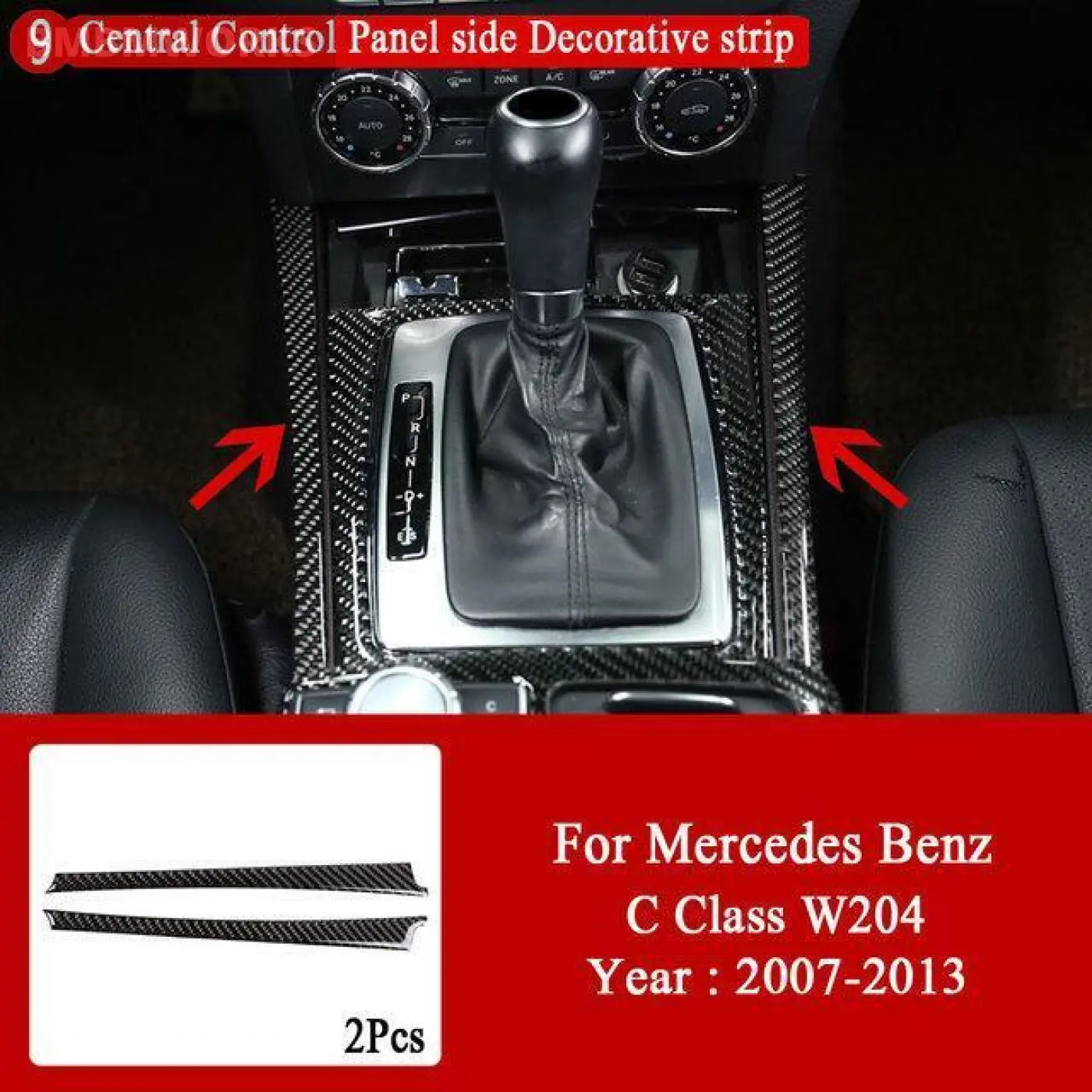 Interior Carbon Fiber Central Control Panel Trim Stickers Mb Mercedes C W204