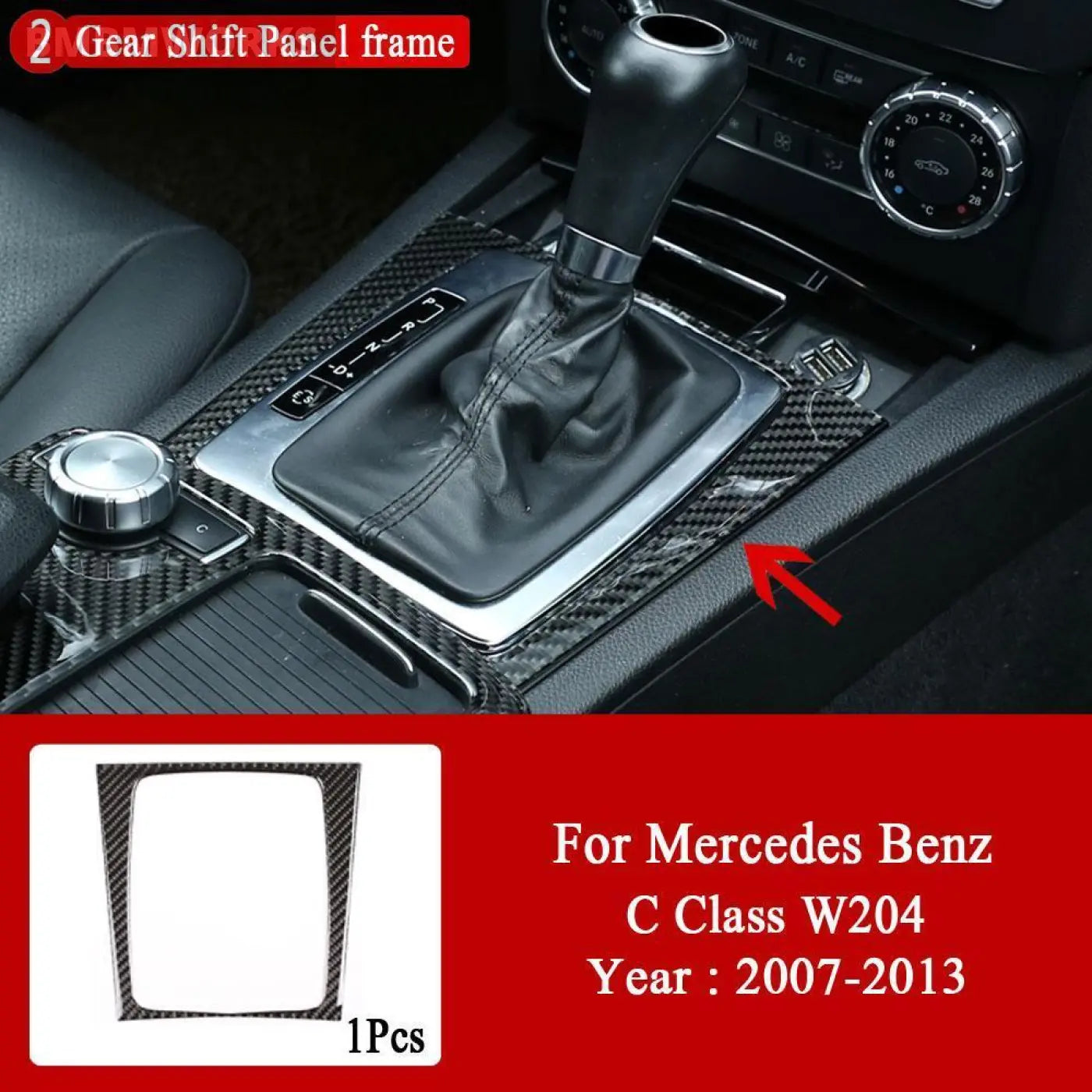 Interior Carbon Fiber Central Control Panel Trim Stickers Mb Mercedes C W204