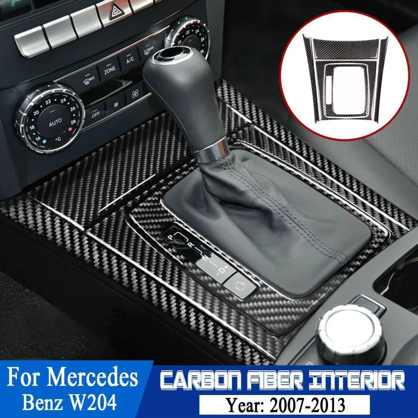 Interior Carbon Fiber Central Control Panel Trim Stickers Mb Mercedes C W204