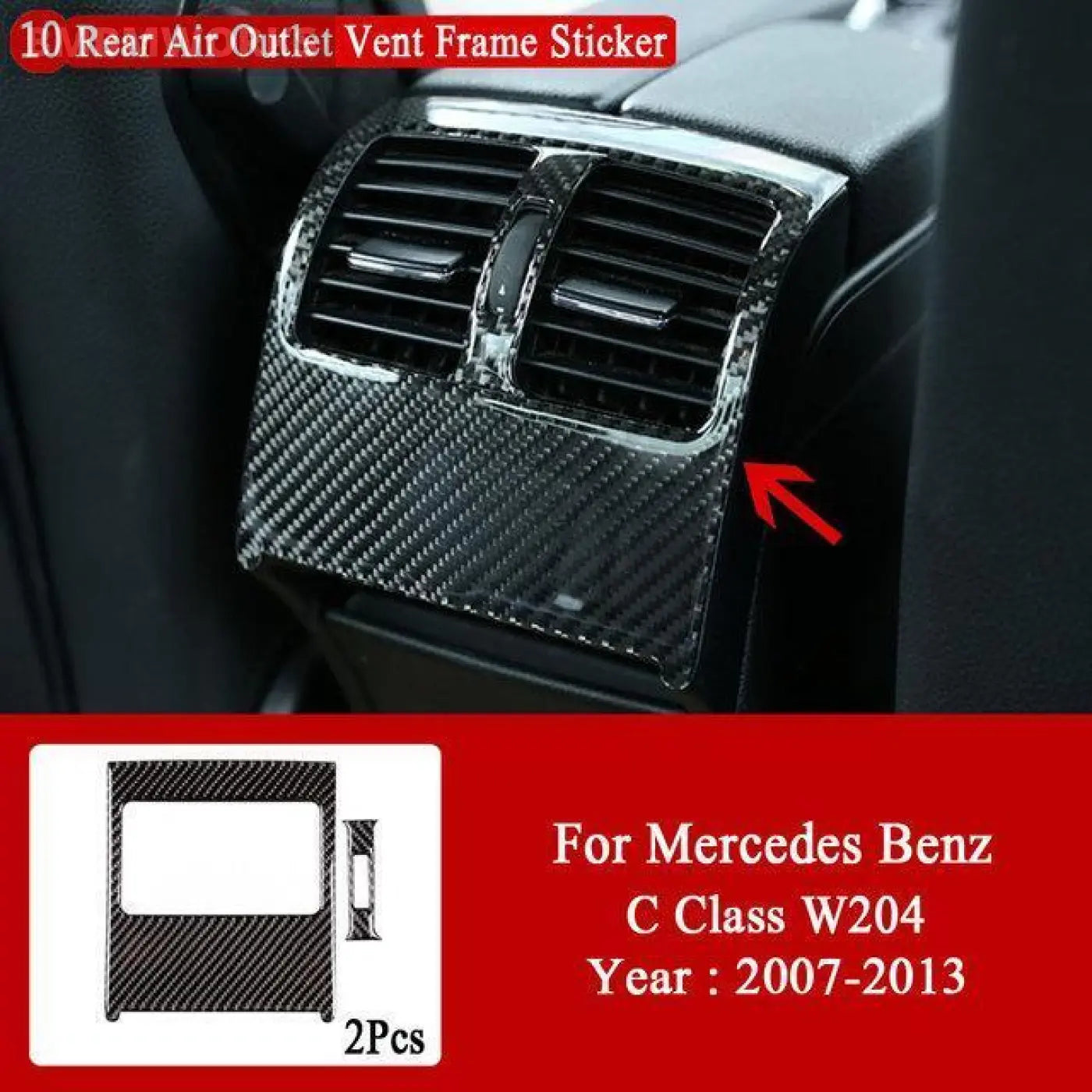 Interior Carbon Fiber Central Control Panel Trim Stickers Mb Mercedes C W204