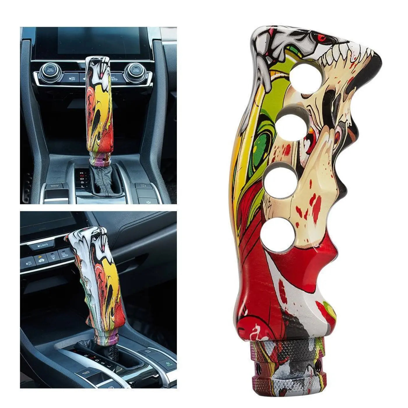 Knife Handle Shape Graffiti Style Gear Shifter Knob Manual Transmission Vehicle