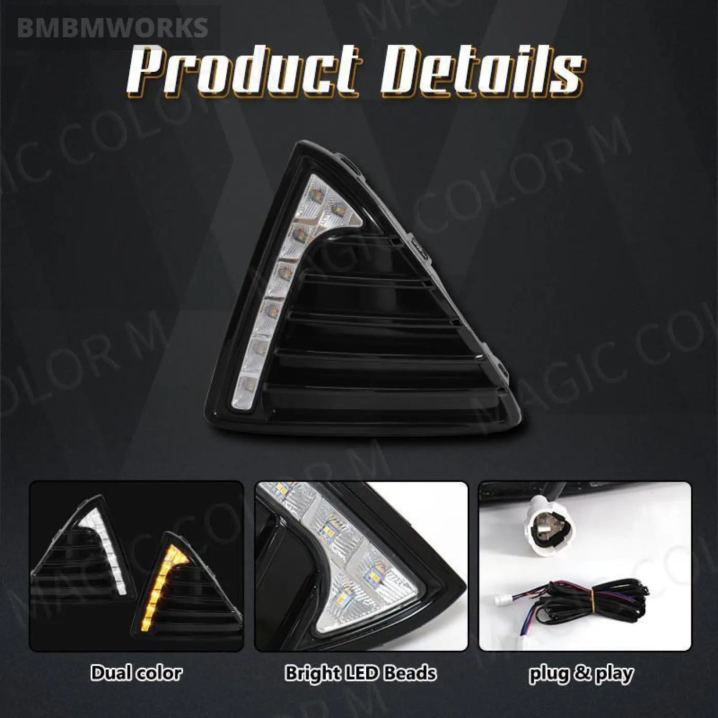 Led Daytime Running Light White Drl Yellow Turn Signal Lamp Ford Focus 2012-15