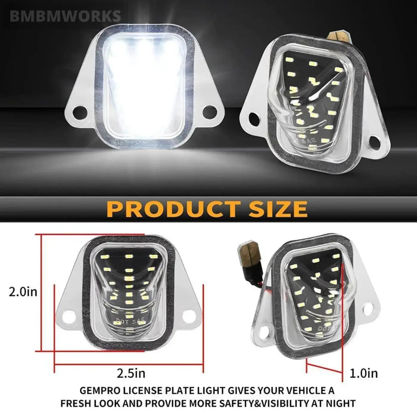 Led License Plate Light Rear Bumper Tag Lamp Cadillac Escalade Esv Chevrolet7-14