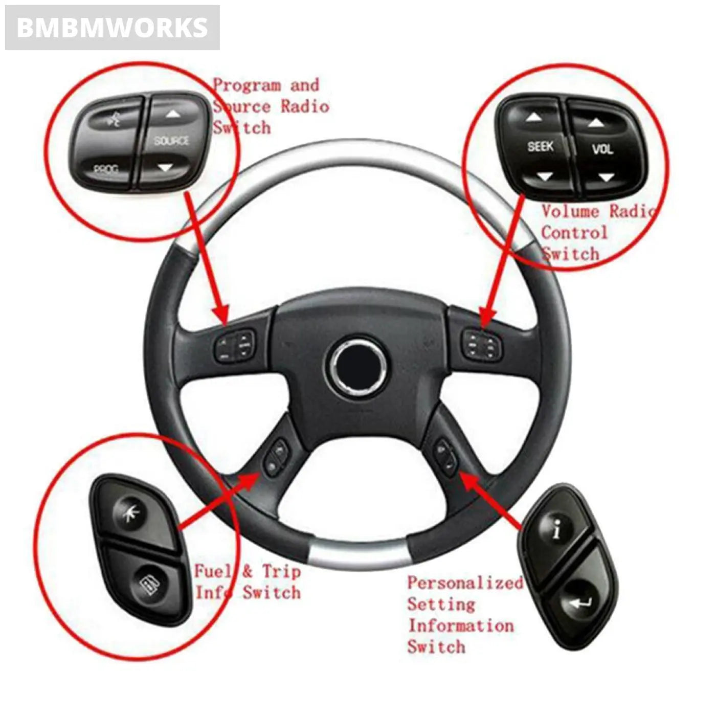 Led Light Steering Wheel Radio Source Switch Hummer H2 Chevrolet Avalanche Gmc