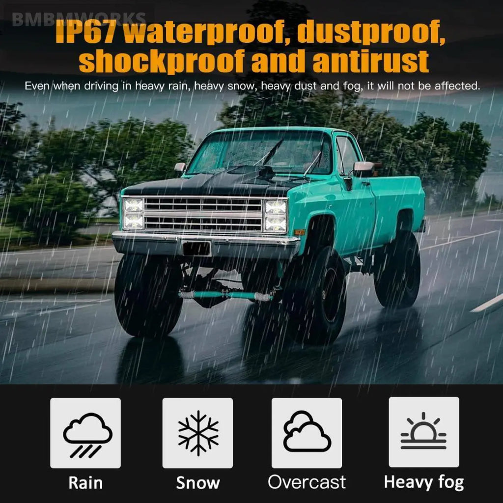 Led Projector Headlight Bulb 5X7 Inch Drl With H4 Harness Sonalika Tractor