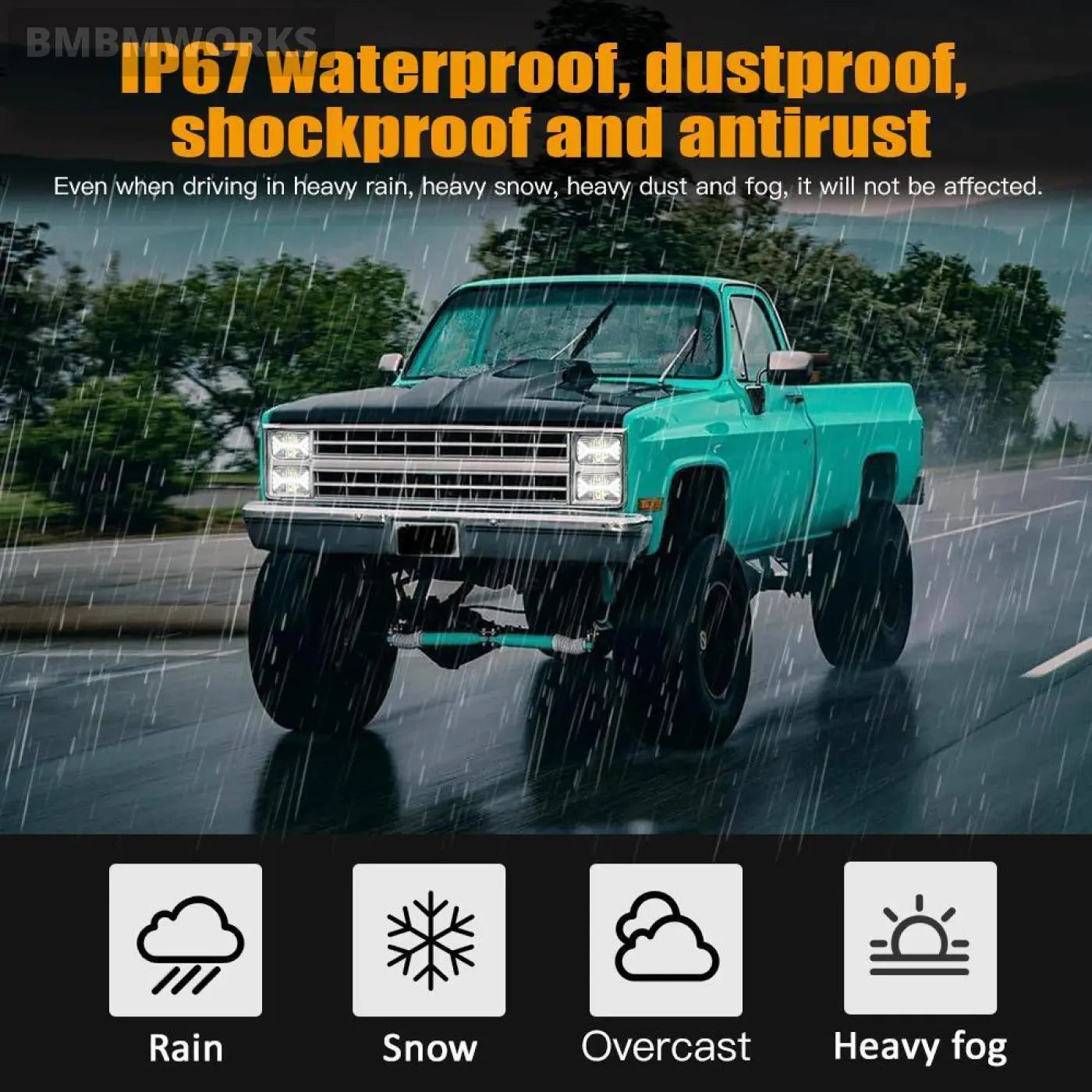 Led Projector Headlight Bulb 5X7 Inch Drl With H4 Harness Sonalika Tractor