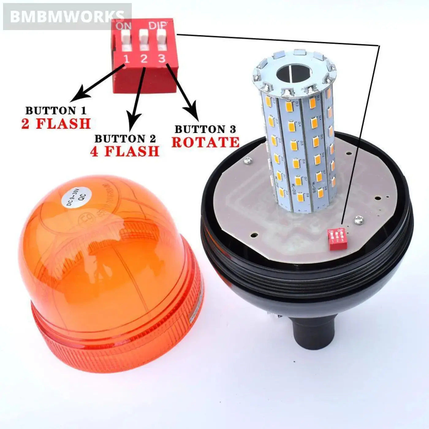Led Rotating Warning Light Flashing Amber Claas John Deere Tractor