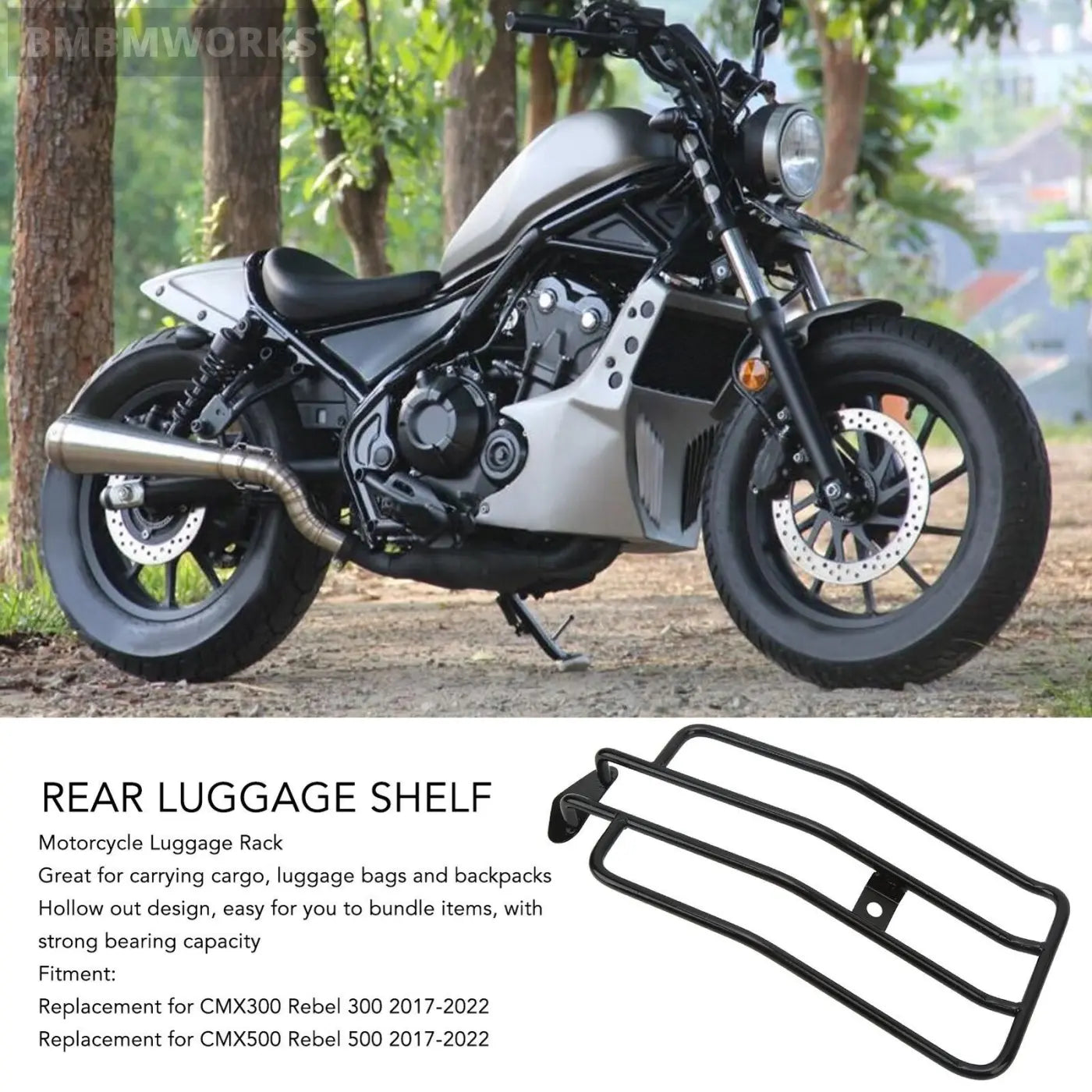Luggage Black Shelf Rear Cargo Rack Carrier Metal Honda Cmx300 300 500 2017-2022
