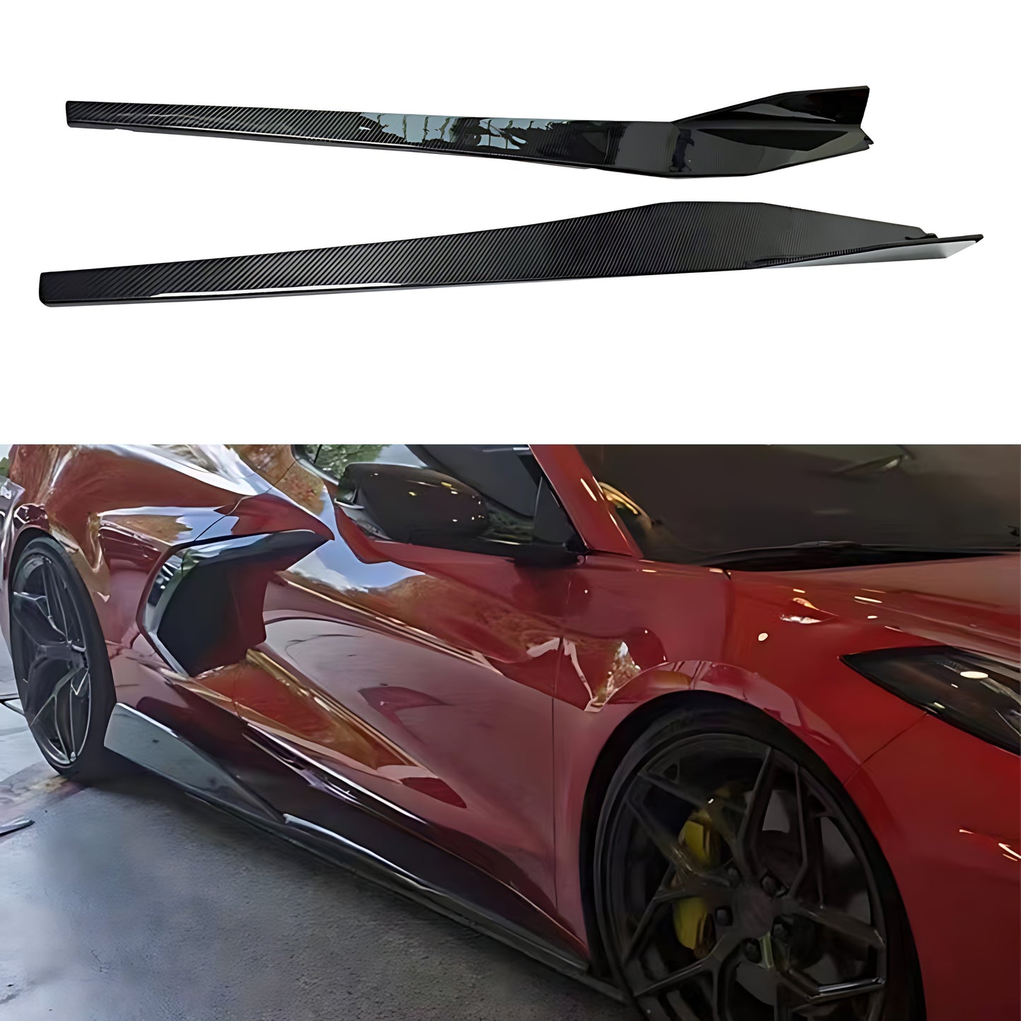 Chevrolet Corvette (C8) Carbon Fiber Forged Side Skirts Rocker Extensions