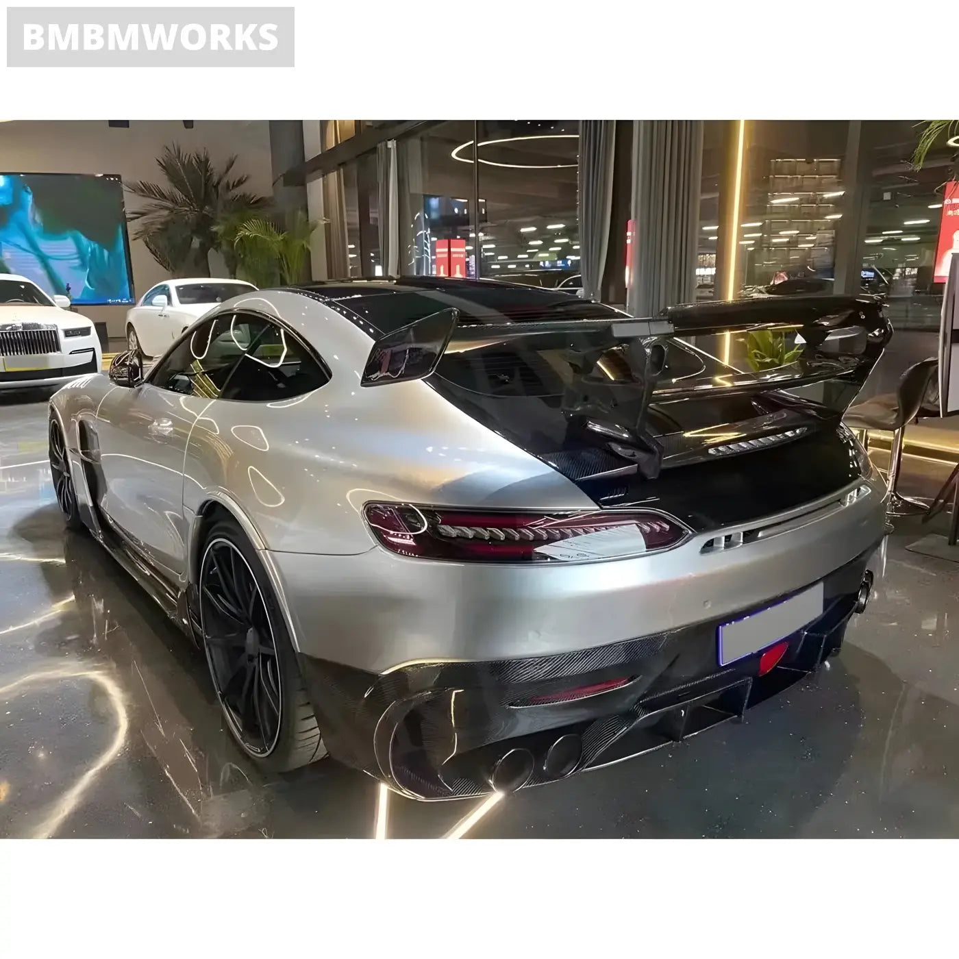 Mercedes-Benz AMG GT/GTS Carbon Fiber Rear Boot Spoiler Trunk Wing with Brake Light (2015-2022) Body Kits & Performance