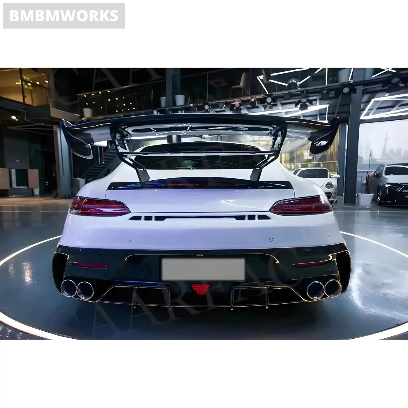 Mercedes-Benz AMG GT/GTS Carbon Fiber Rear Boot Spoiler Trunk Wing with Brake Light (2015-2022) Body Kits & Performance