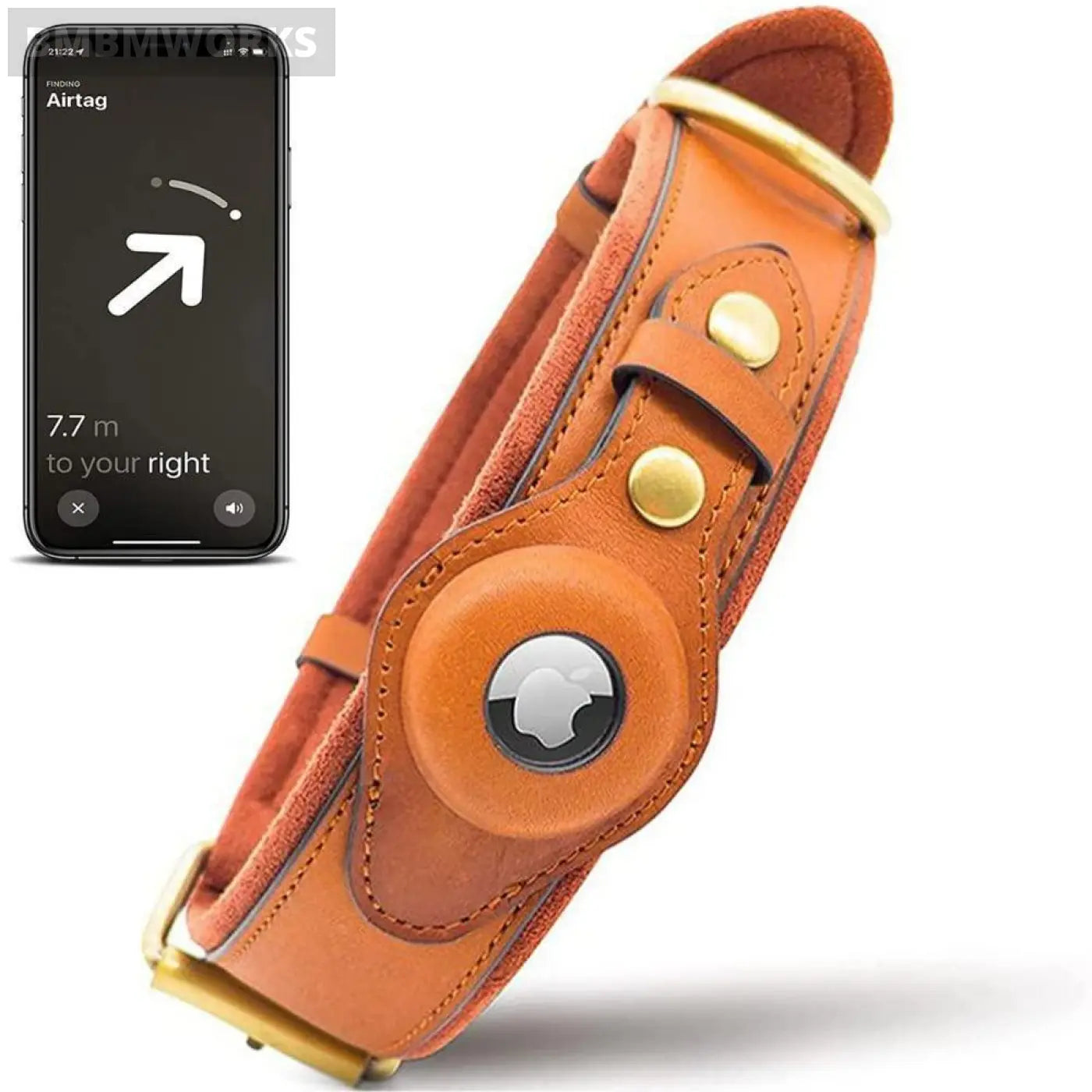 Pet Location Airtag Collar Holder Dog Cat Tracker Protective Case Leather