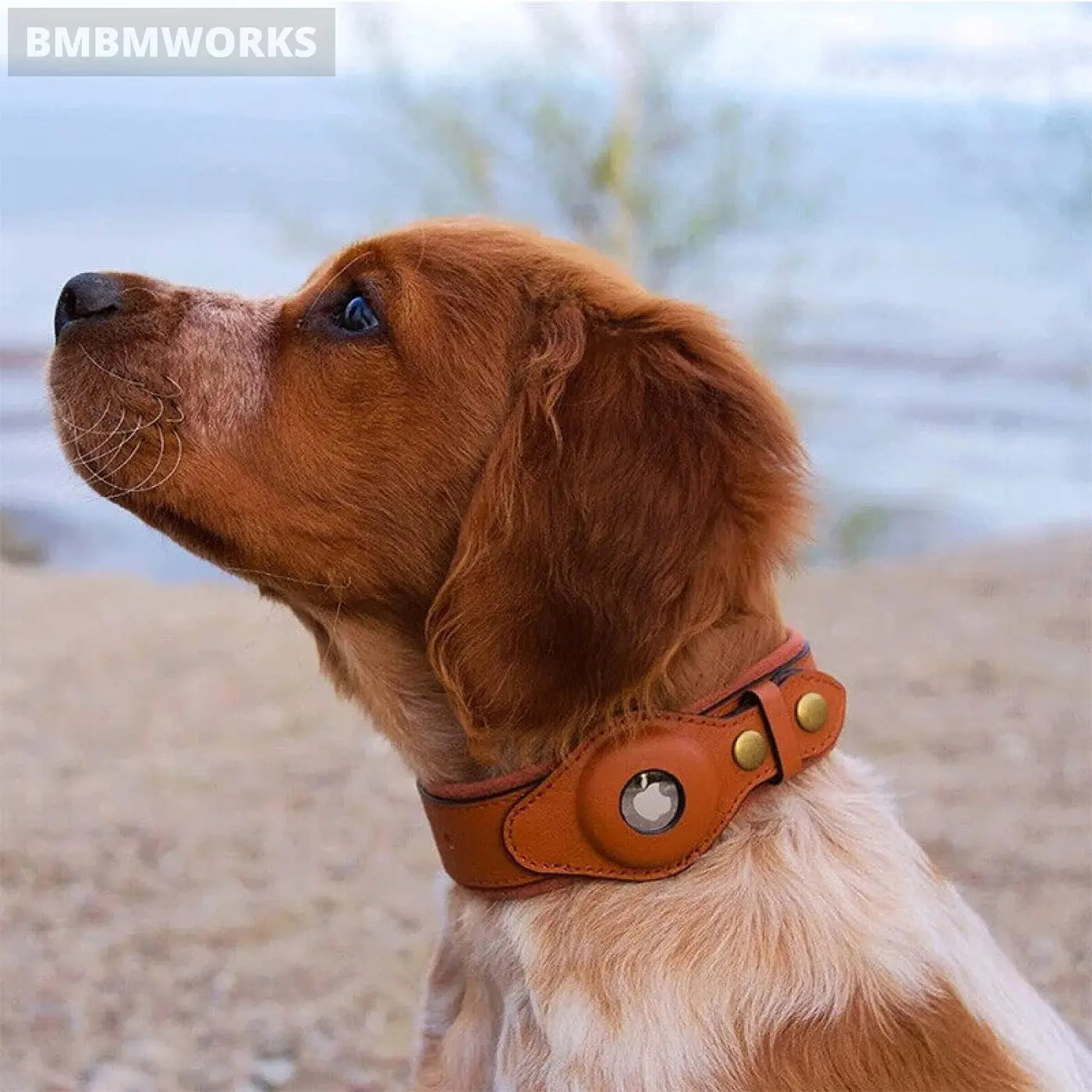 Pet Location Airtag Collar Holder Dog Cat Tracker Protective Case Leather