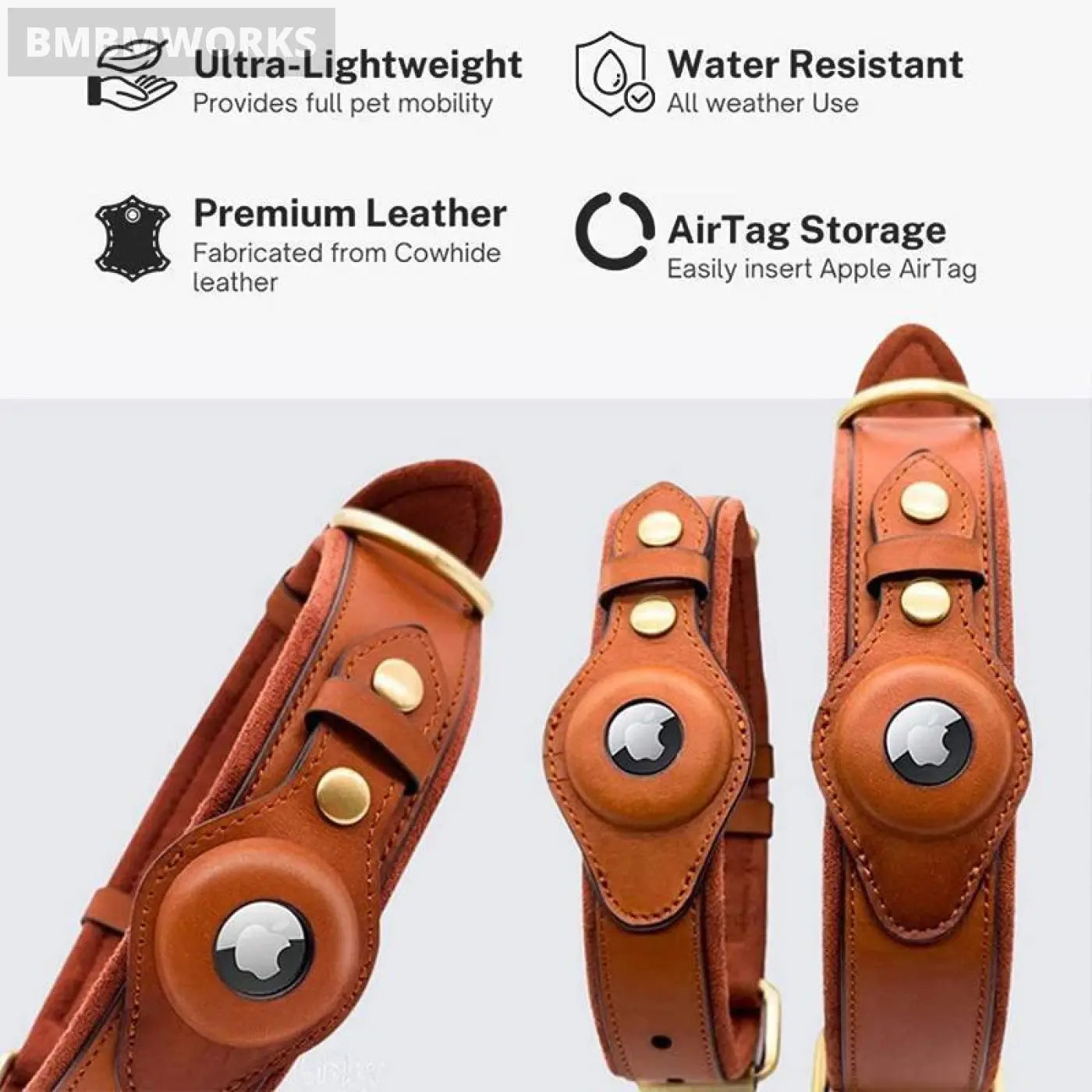 Pet Location Airtag Collar Holder Dog Cat Tracker Protective Case Leather