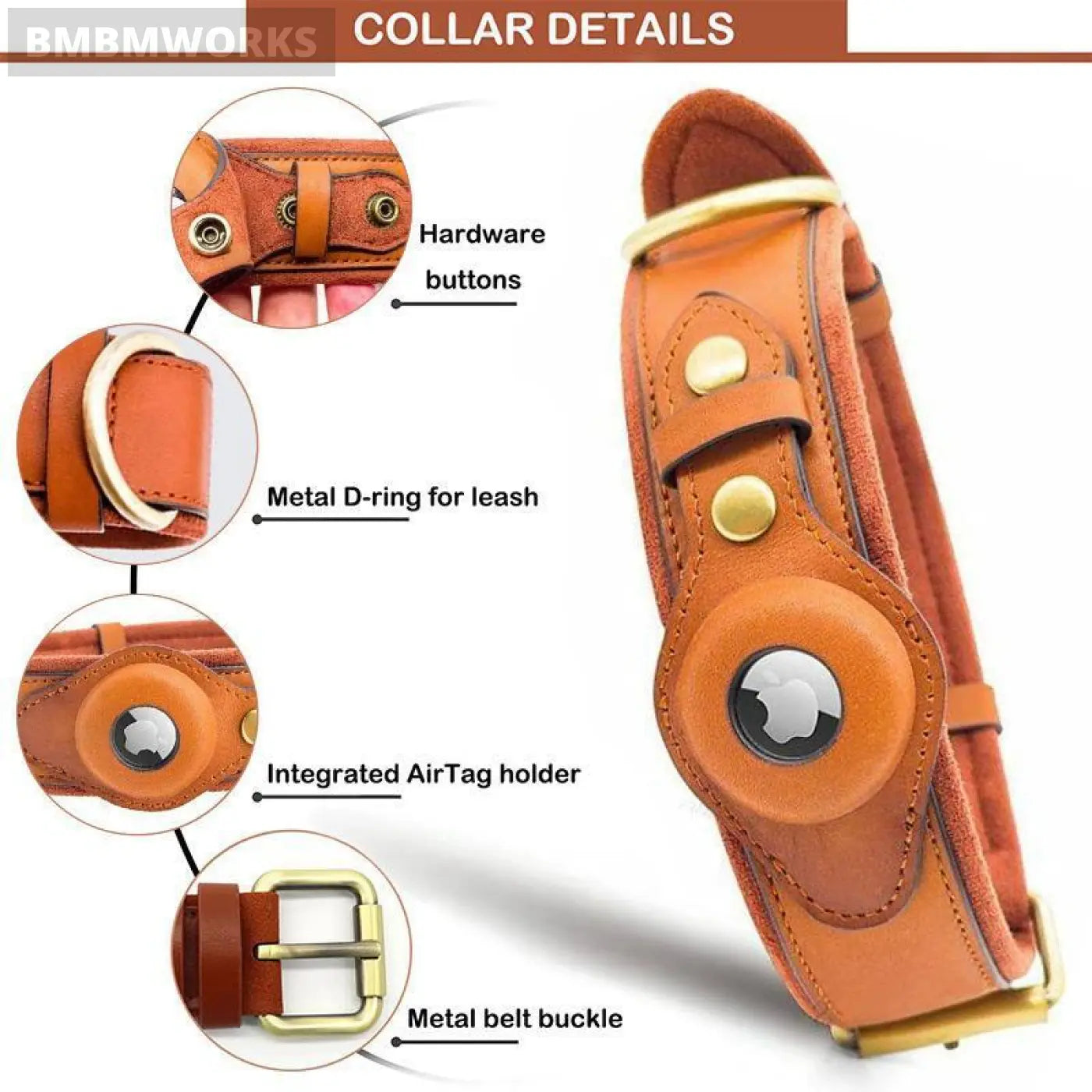 Pet Location Airtag Collar Holder Dog Cat Tracker Protective Case Leather