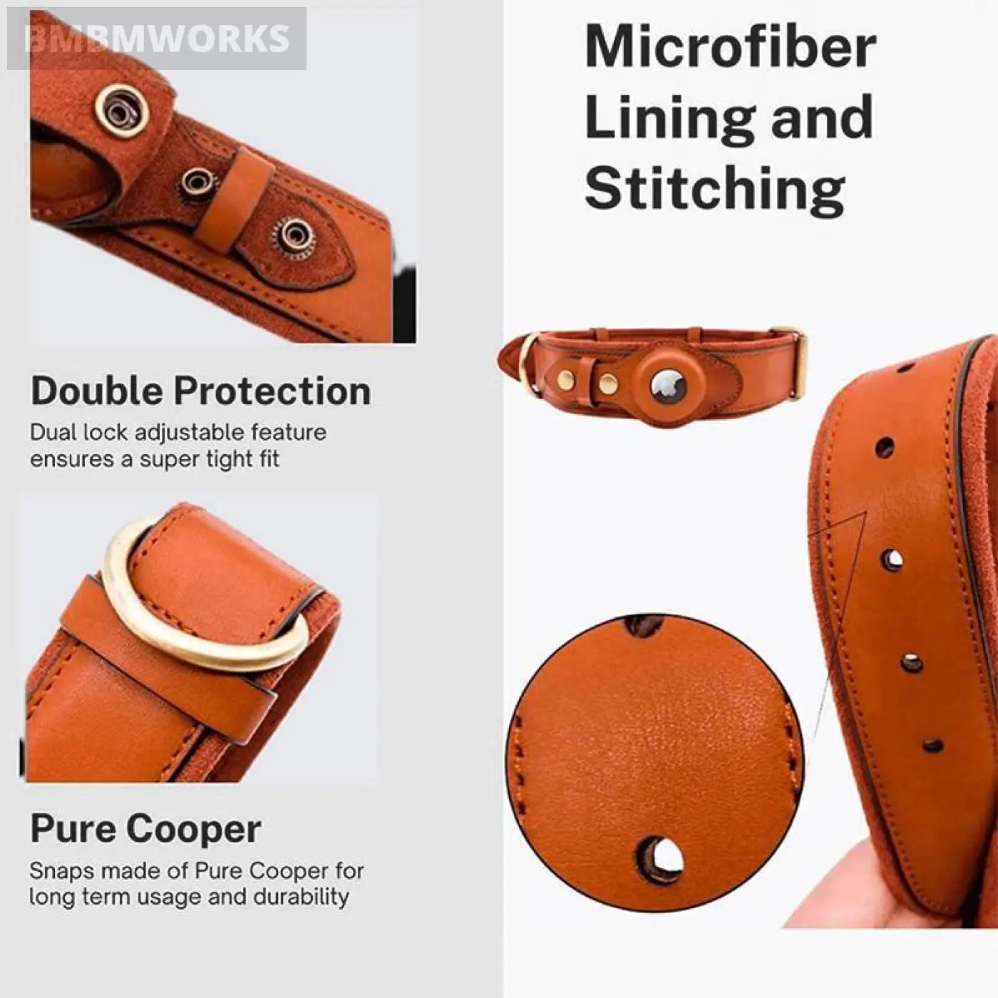 Pet Location Airtag Collar Holder Dog Cat Tracker Protective Case Leather
