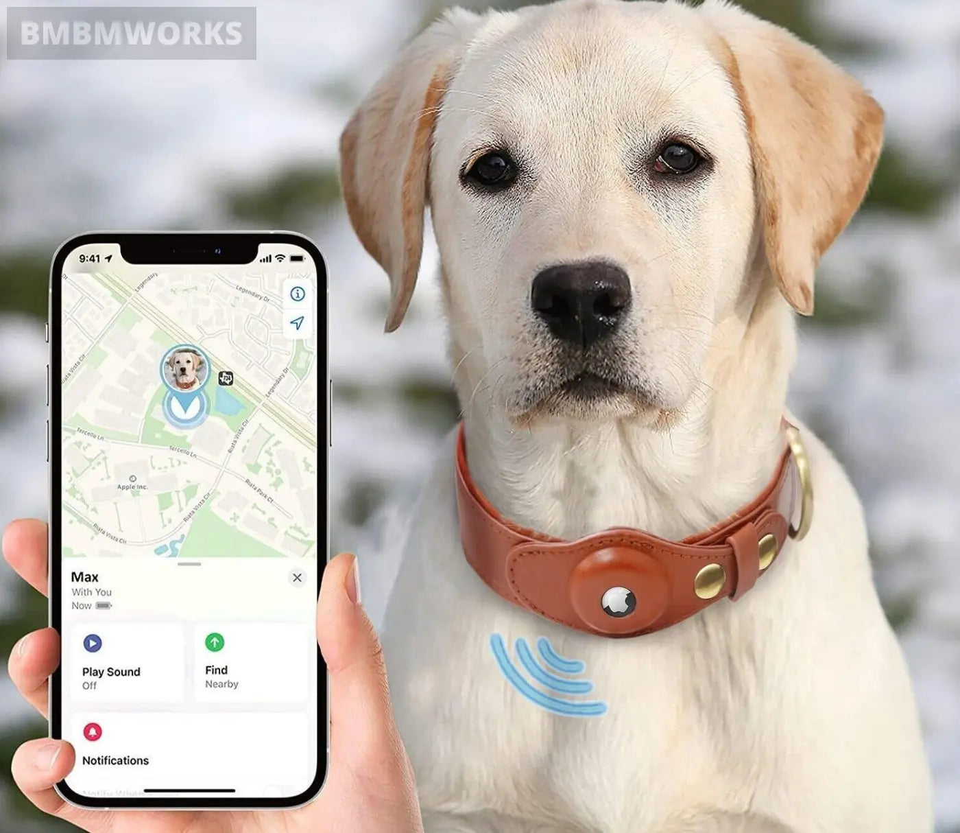 Pet Location Airtag Collar Holder Dog Cat Tracker Protective Case Leather