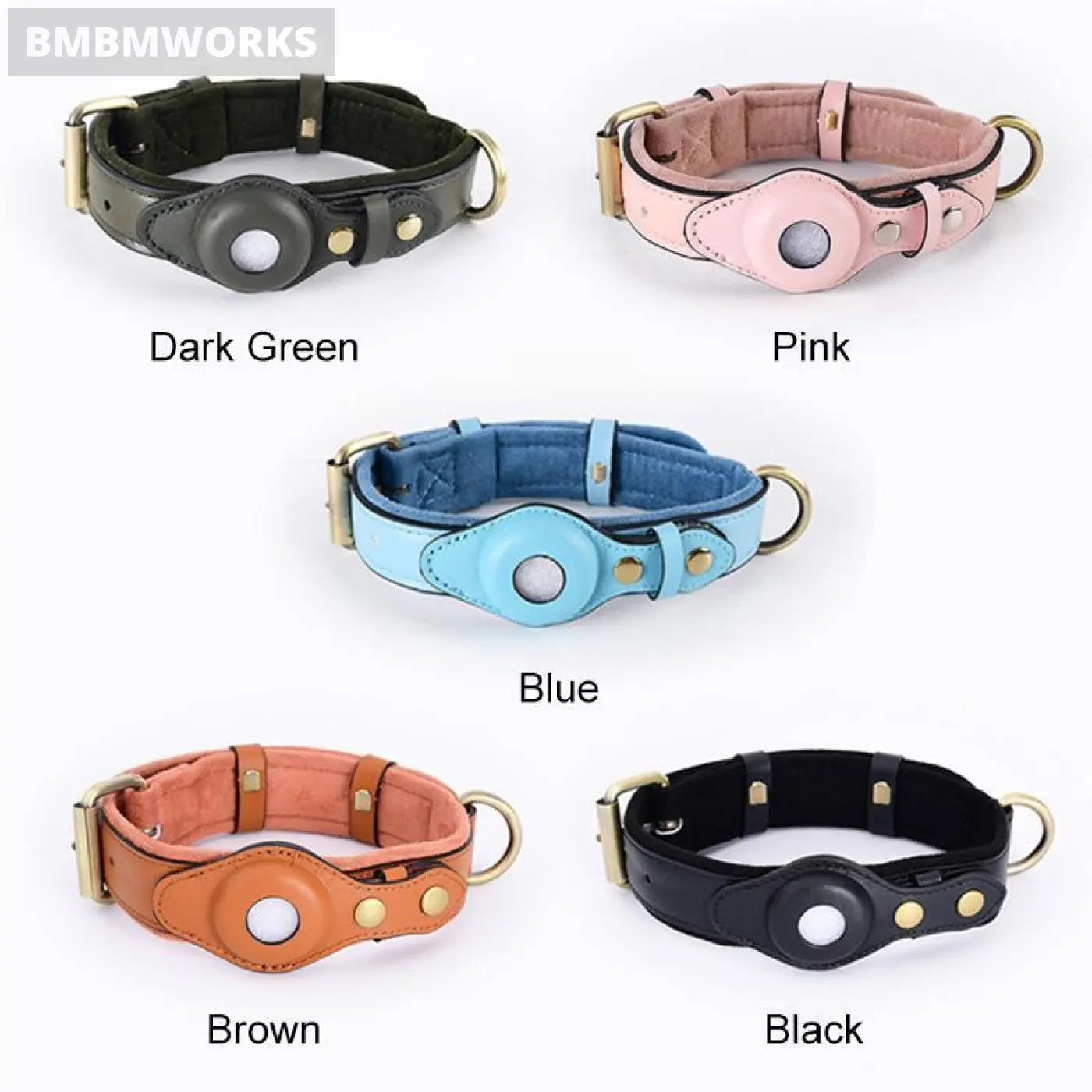 Pet Location Airtag Collar Holder Dog Cat Tracker Protective Case Leather