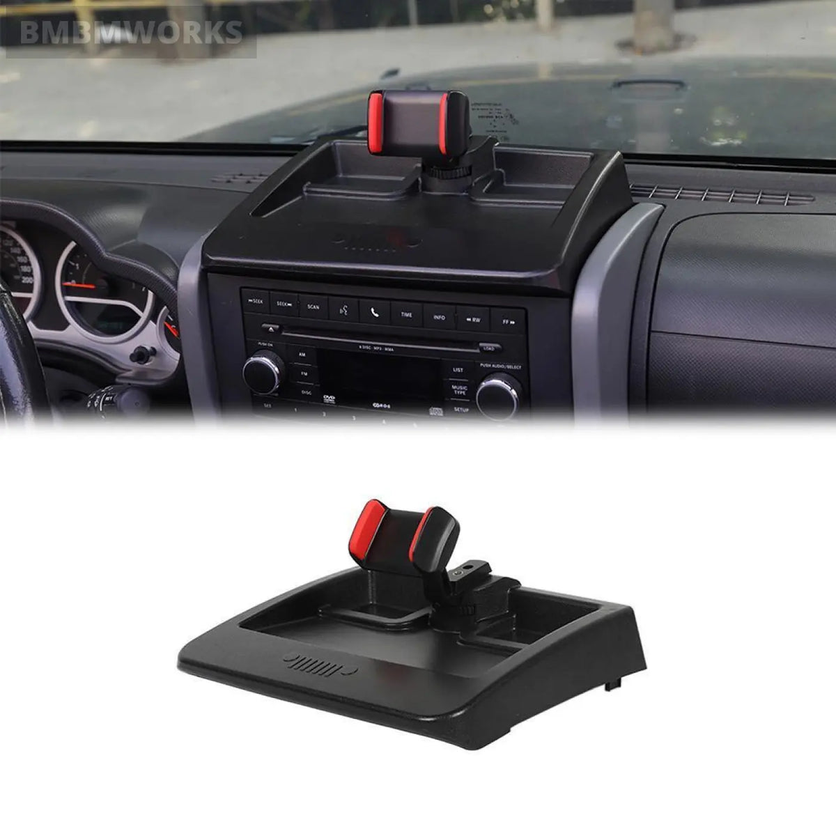 Phone Holder Stand Dashboard Storage Box Jeep Wrangler Jk 2007-2011