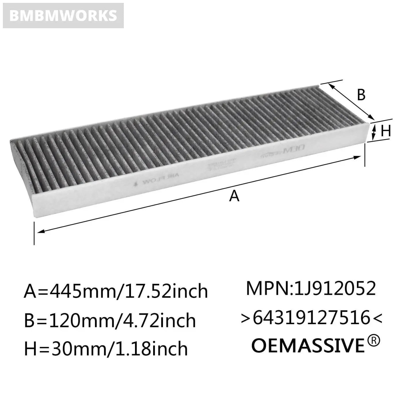 Pollen Cabin Air Filter Activated Carbon Cooper R56 Clubman R55 Convertible R57