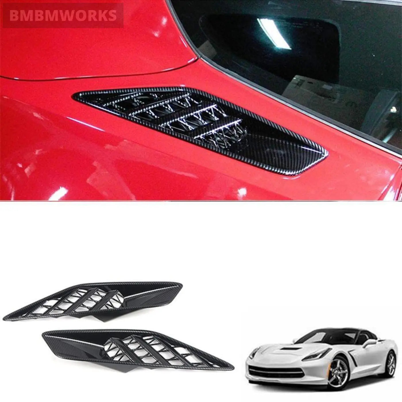 Rear Side Body Vent Cover Trim Carbon Fiber Chevrolet Corvette C7 2014-2018