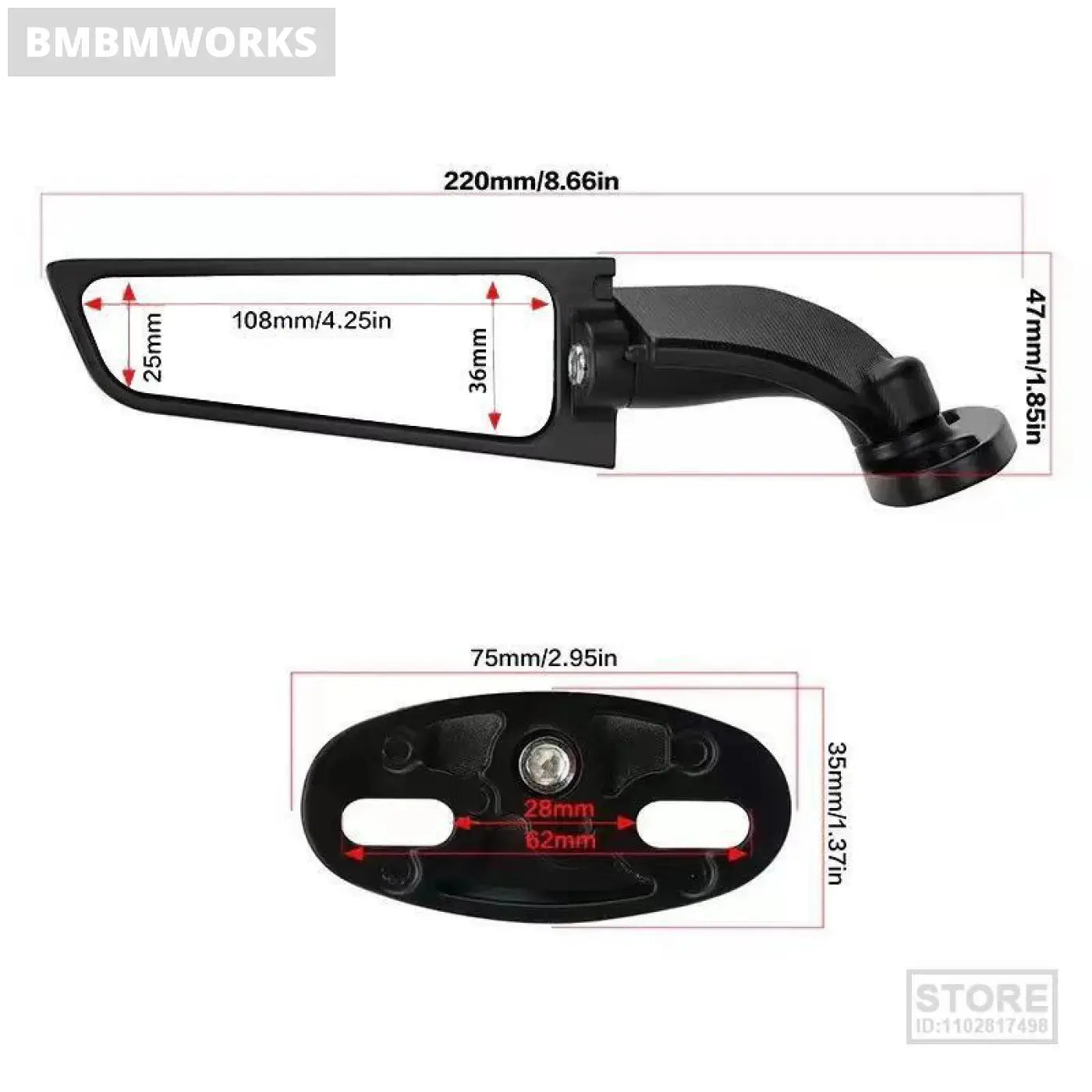 Rearview Mirrors Wind Wing Adjustable Kawasaki Ninja 250 300 400 650 H2 H4