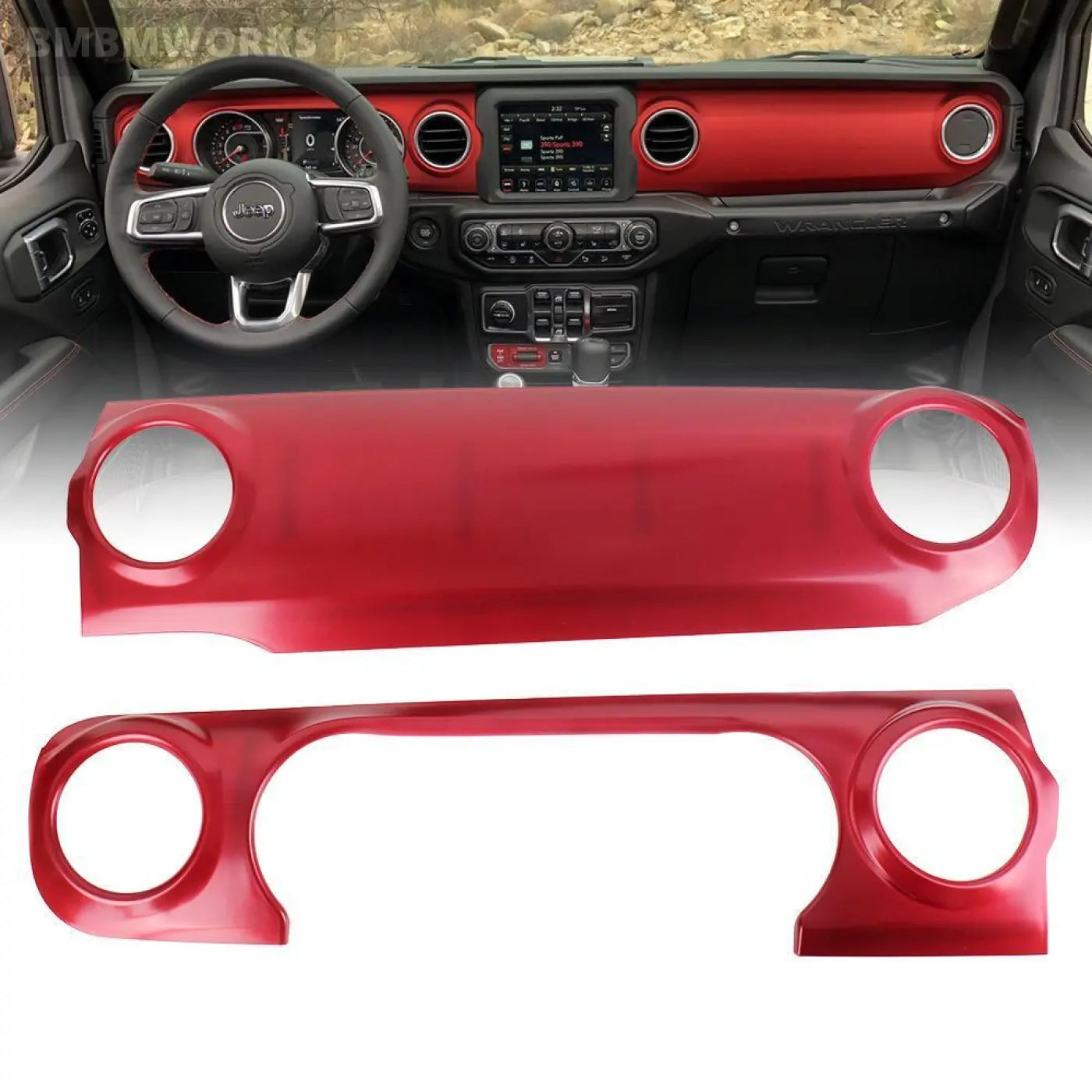 Red Center Console Dashboard Cover Trim Jeep Wrangler Jl 2018 2019