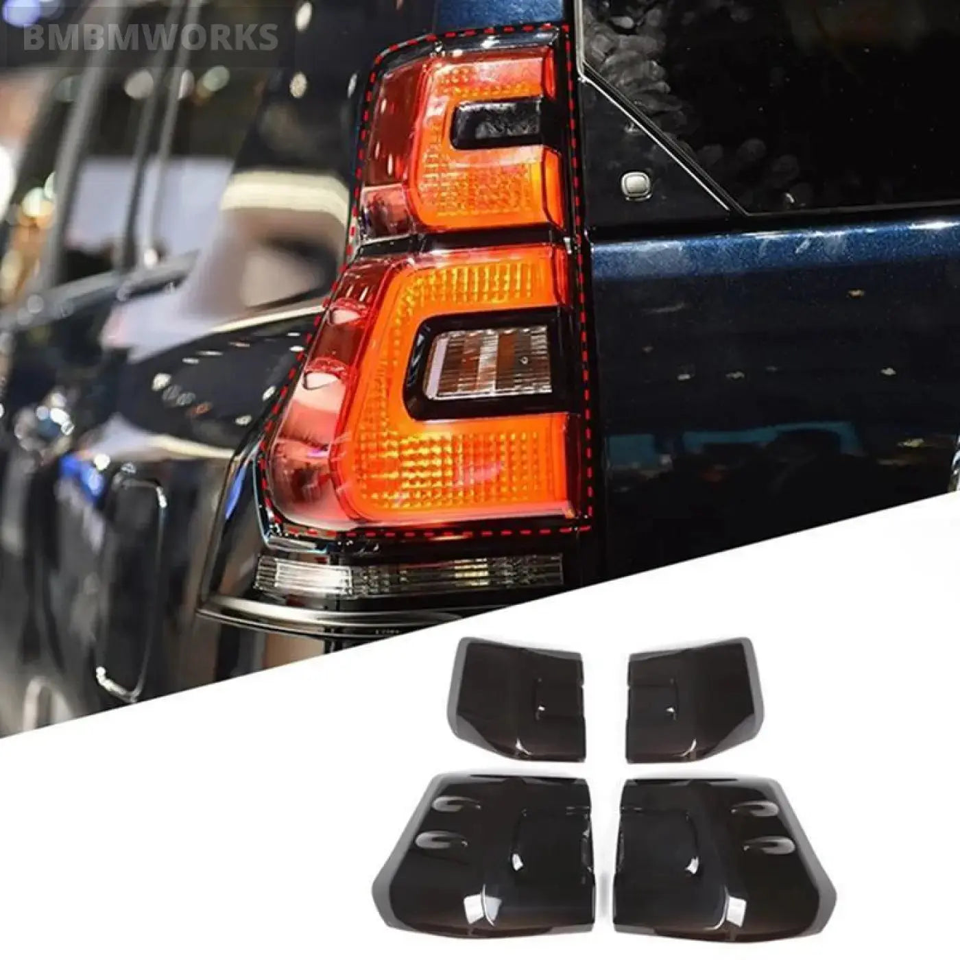 Smoke Black Rear Tail Lamp Cover Toyota Land Cruiser Prado Fj150 150 2018-2022