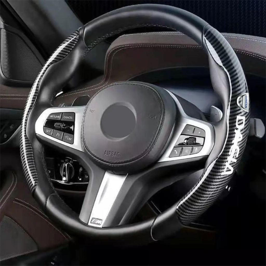 Steering Wheel Cover Black Fiber Non-Slip Dacia Sandero Stepway Logan Dokker