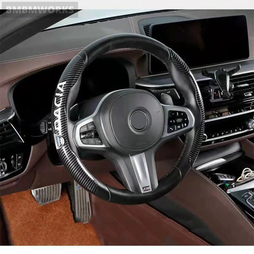 Steering Wheel Cover Black Fiber Non-Slip Dacia Sandero Stepway Logan Dokker